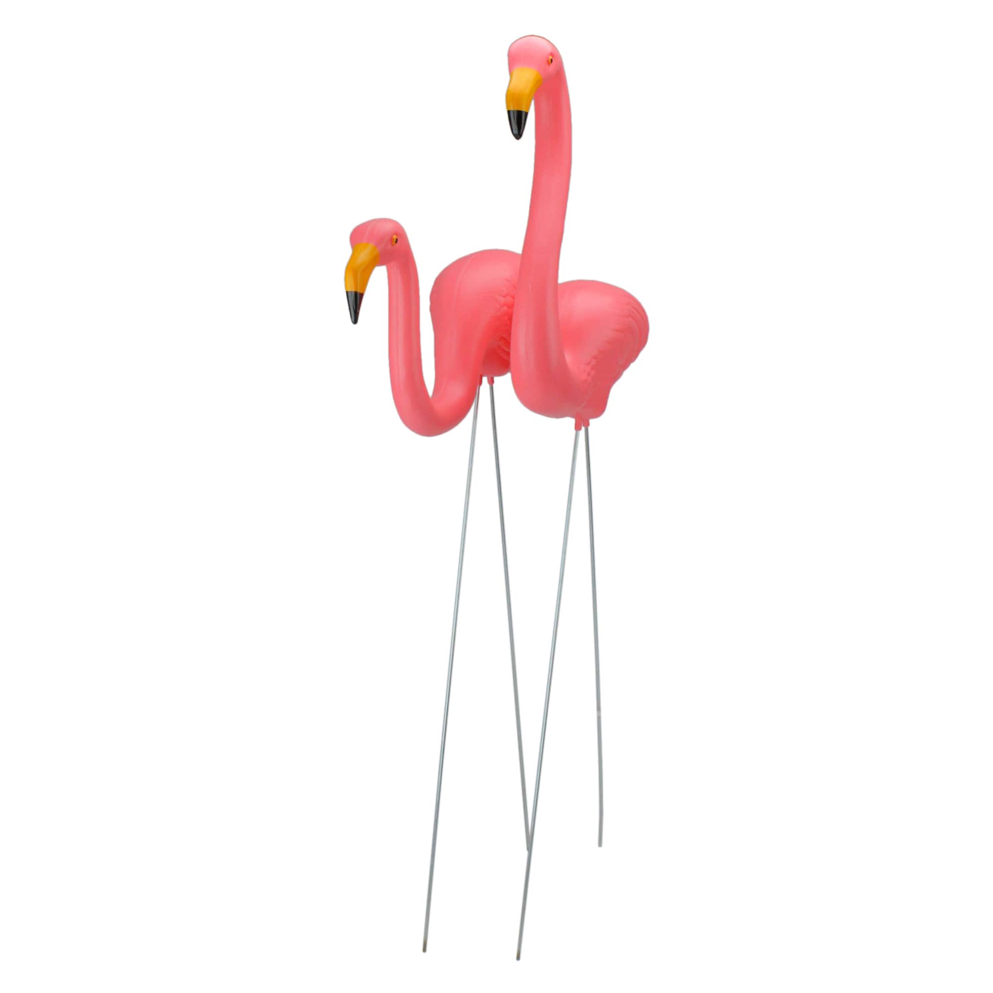 Tropical Pink Flamingo Outdoor Lawn Stakes Set