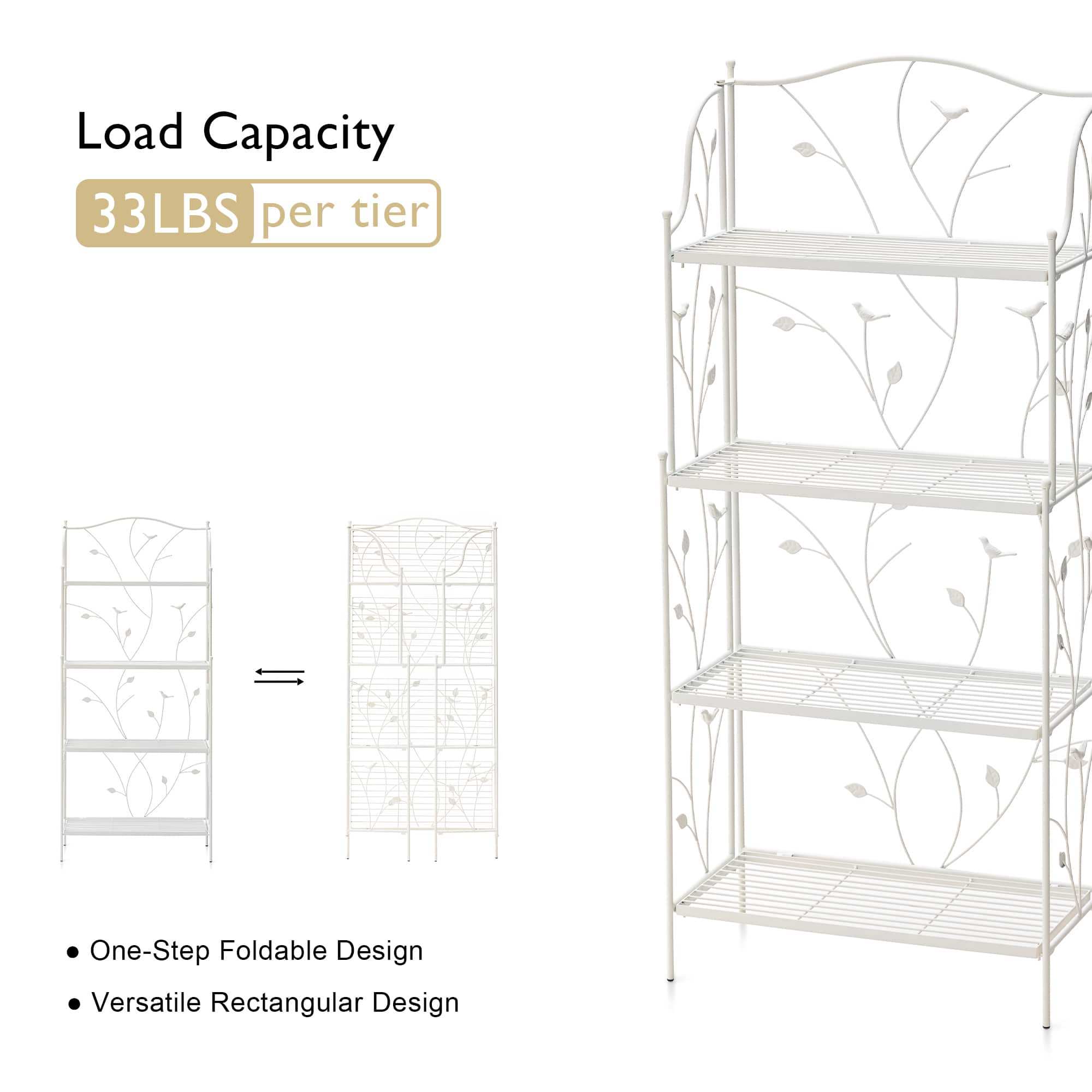 Glitzhome&#xAE; 4ft. Metal 4-Tiered Rectangular Shelf Stand