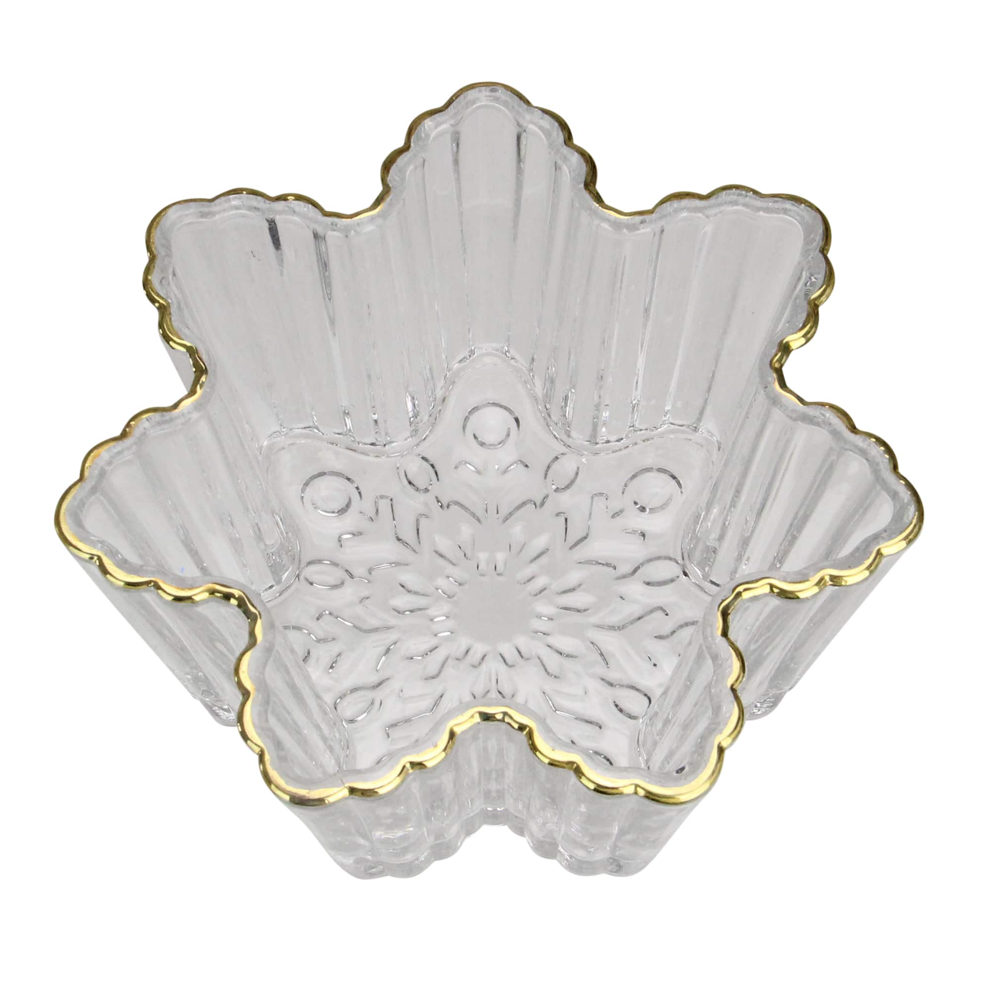 5.75" Clear & Gold Snowflake Candy Dish Serving Bowl
