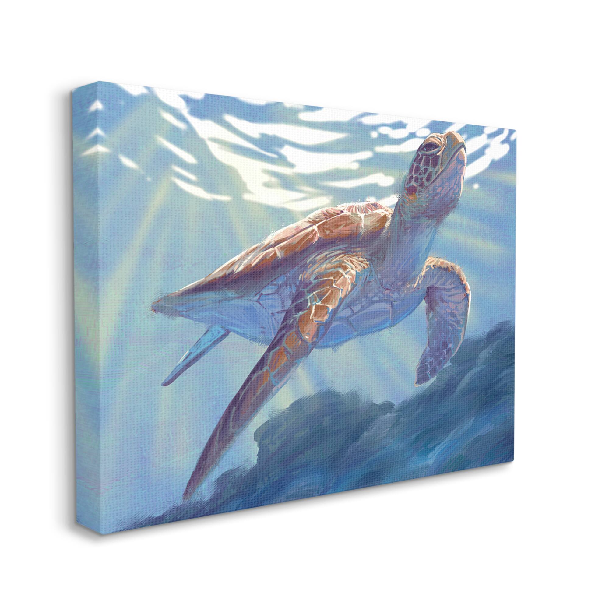 Stupell Industries Deep Ocean Sea Turtle Canvas Wall Art
