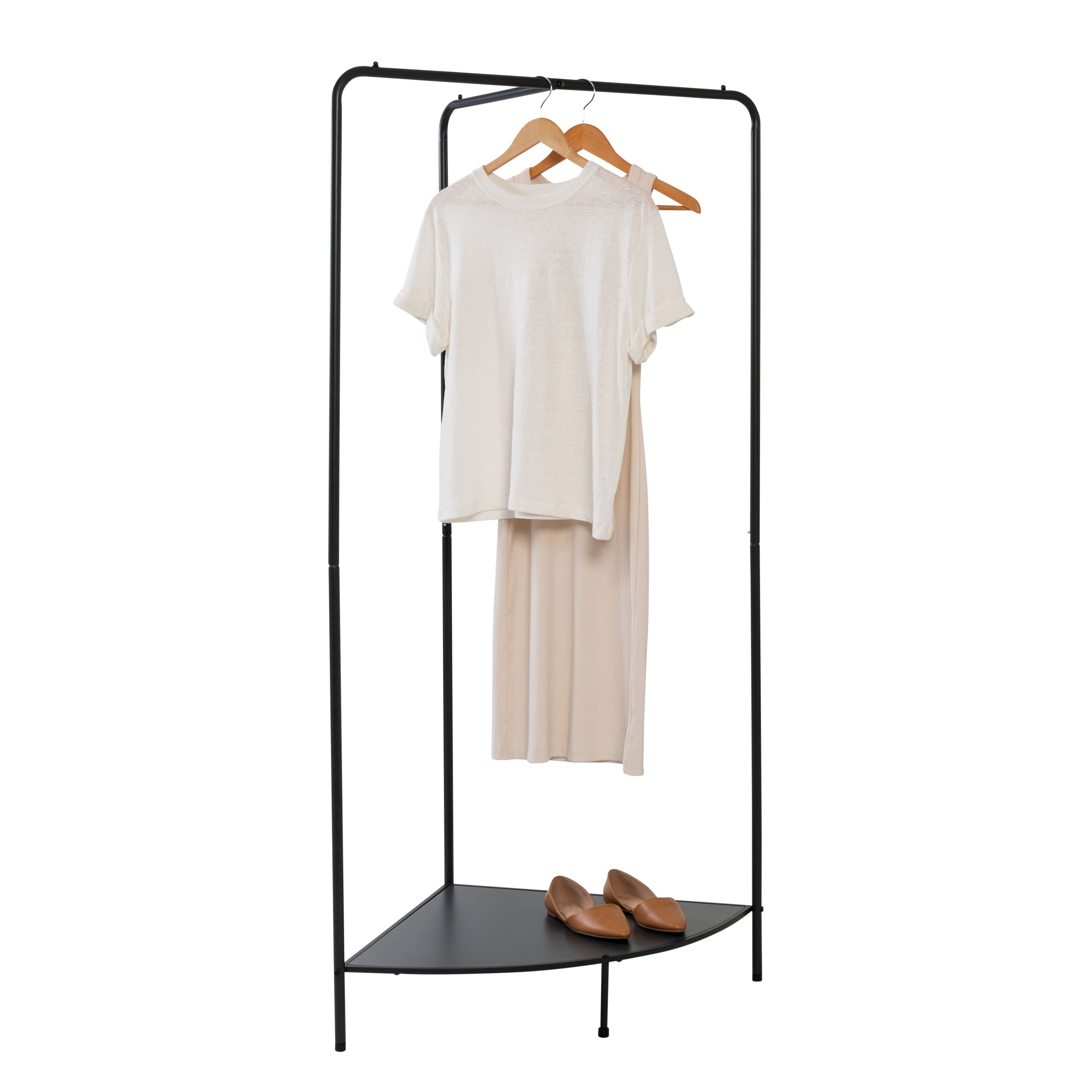 Honey Can Do 5.5ft. Freestanding Corner Garment Rack with Shoe Storage