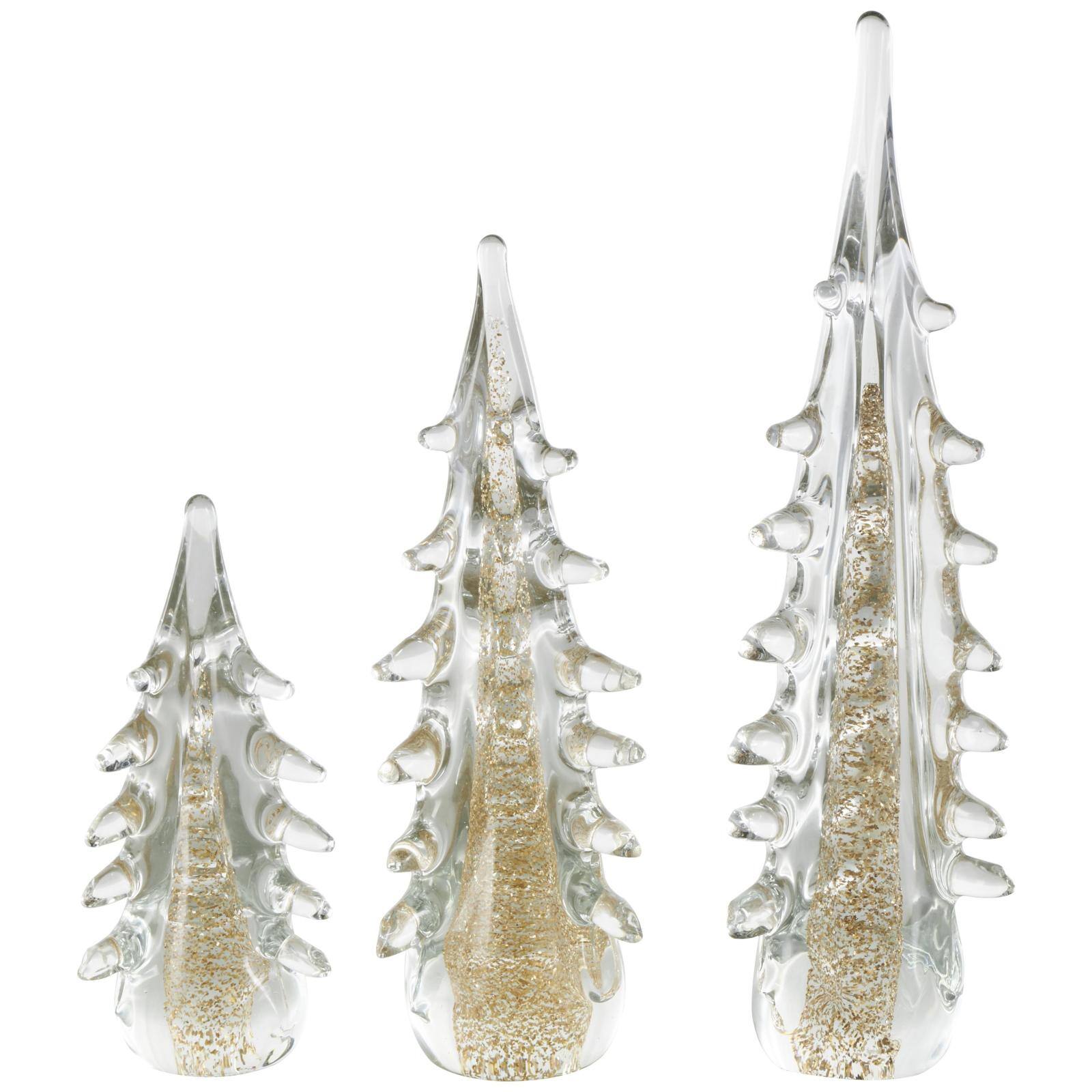 Gold & Clear Decorative Glass Sculpture Set