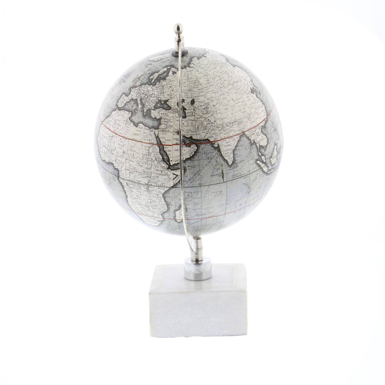 13&#x22; White Ceramic &#x26; Metal Contemporary Globe