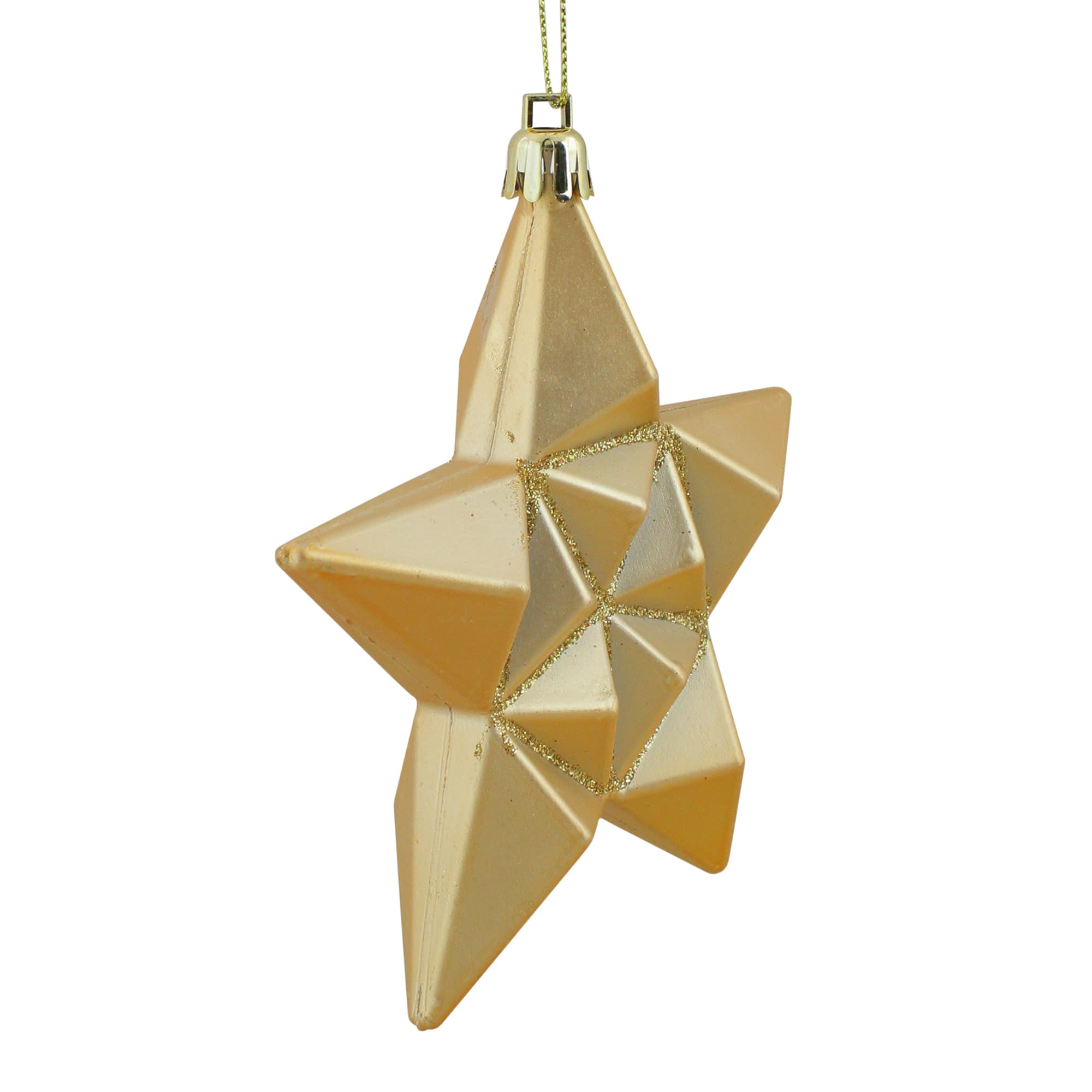 12ct. 5" Glitter & Matte Vegas Gold Shatterproof Christmas Star Ornaments