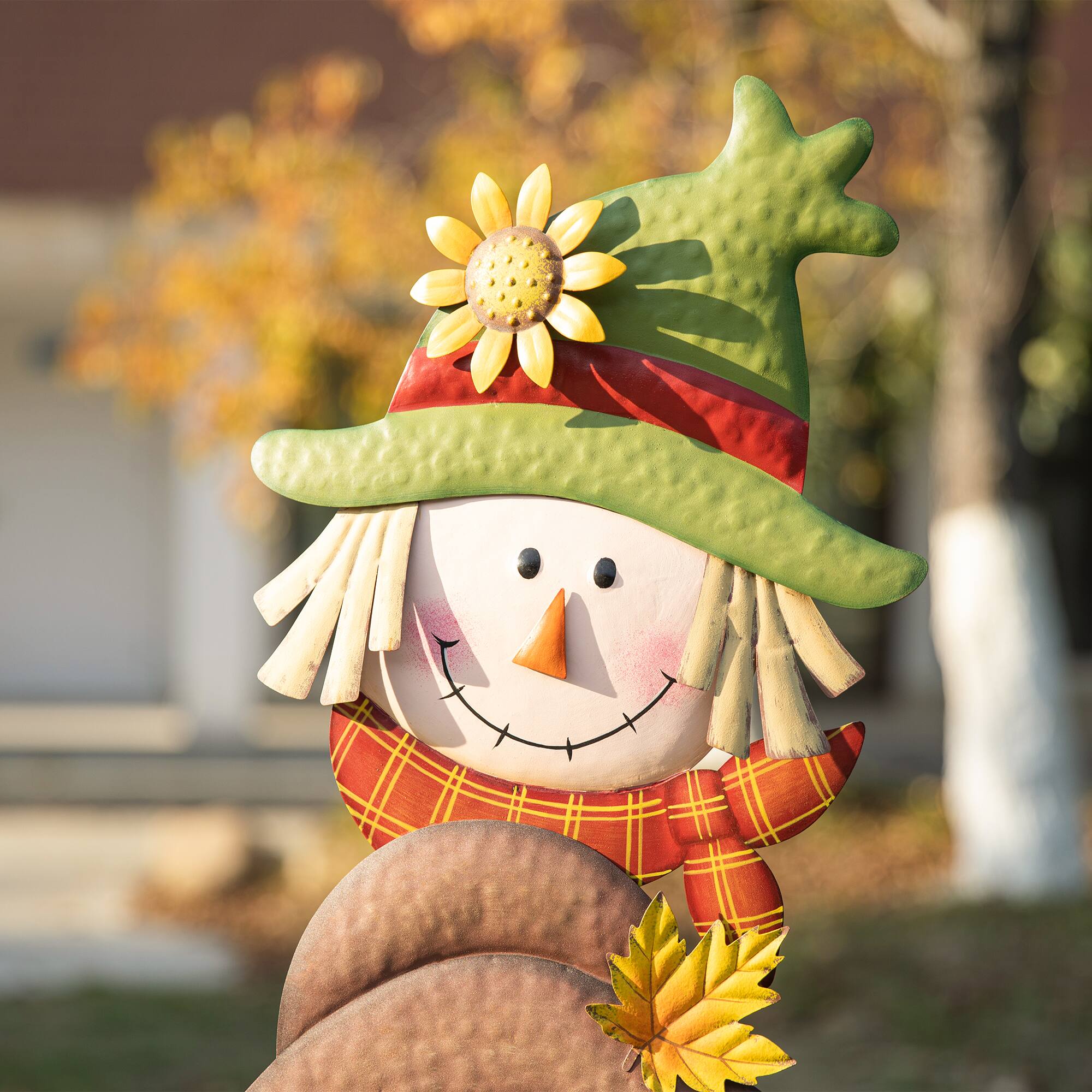 Glitzhome® 4ft. Fall Metal Stacked Scarecrow Yard Stake