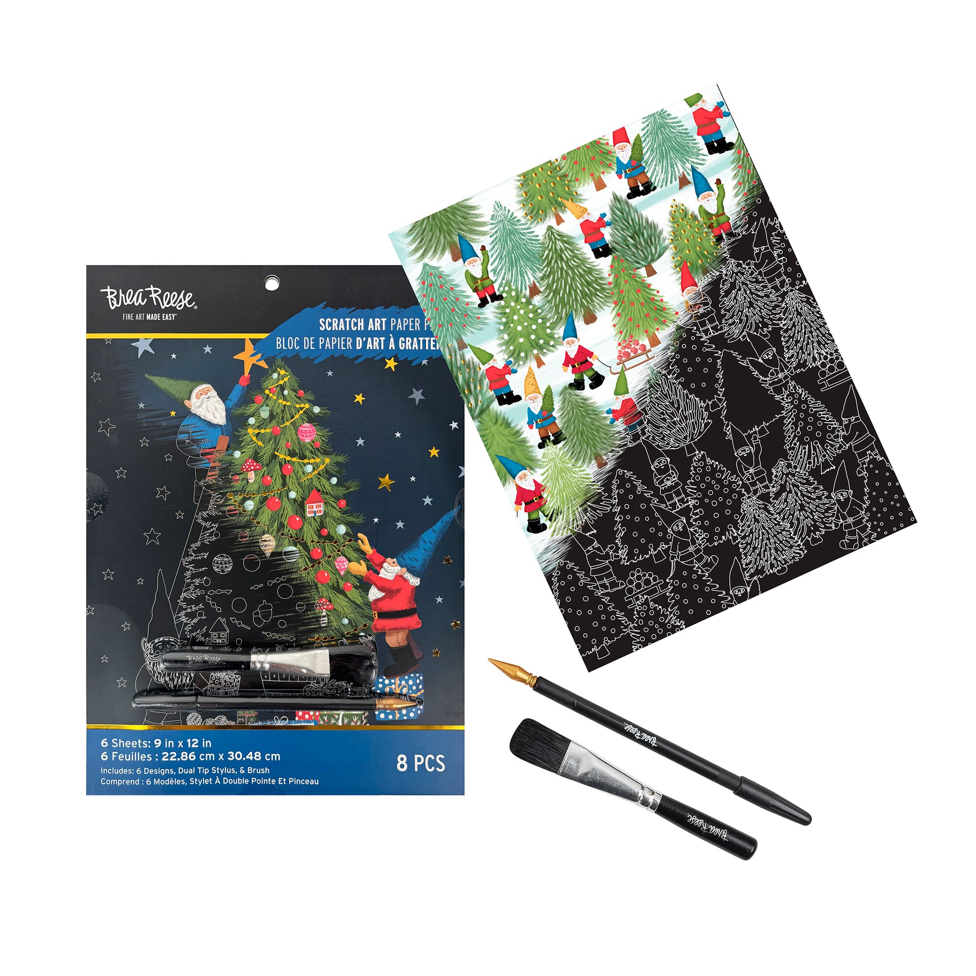 Brea Reese™ 9" x 12" Gnomy Christmas Scratch Art Paper Pad