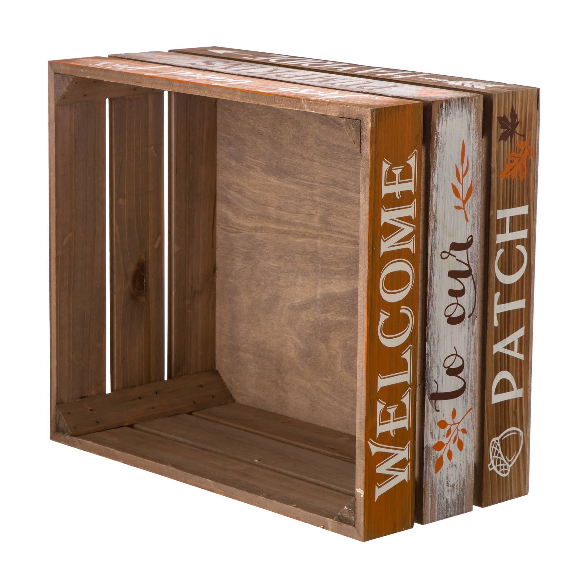Glitzhome® Wooden Pumpkin Crate Set