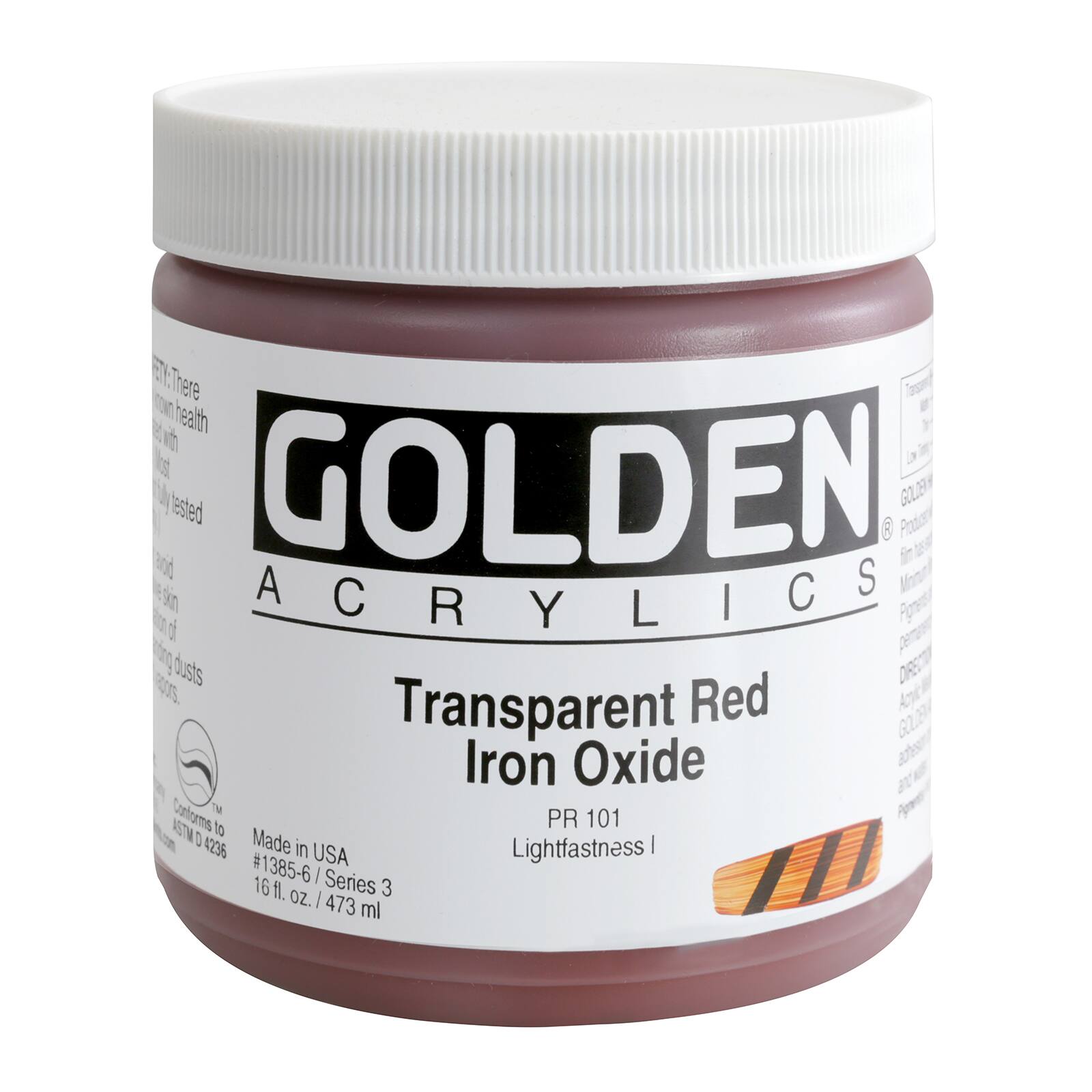 Golden Heavy Body Acrylic Paint, 16 oz in Transparent Red Iron Oxide
