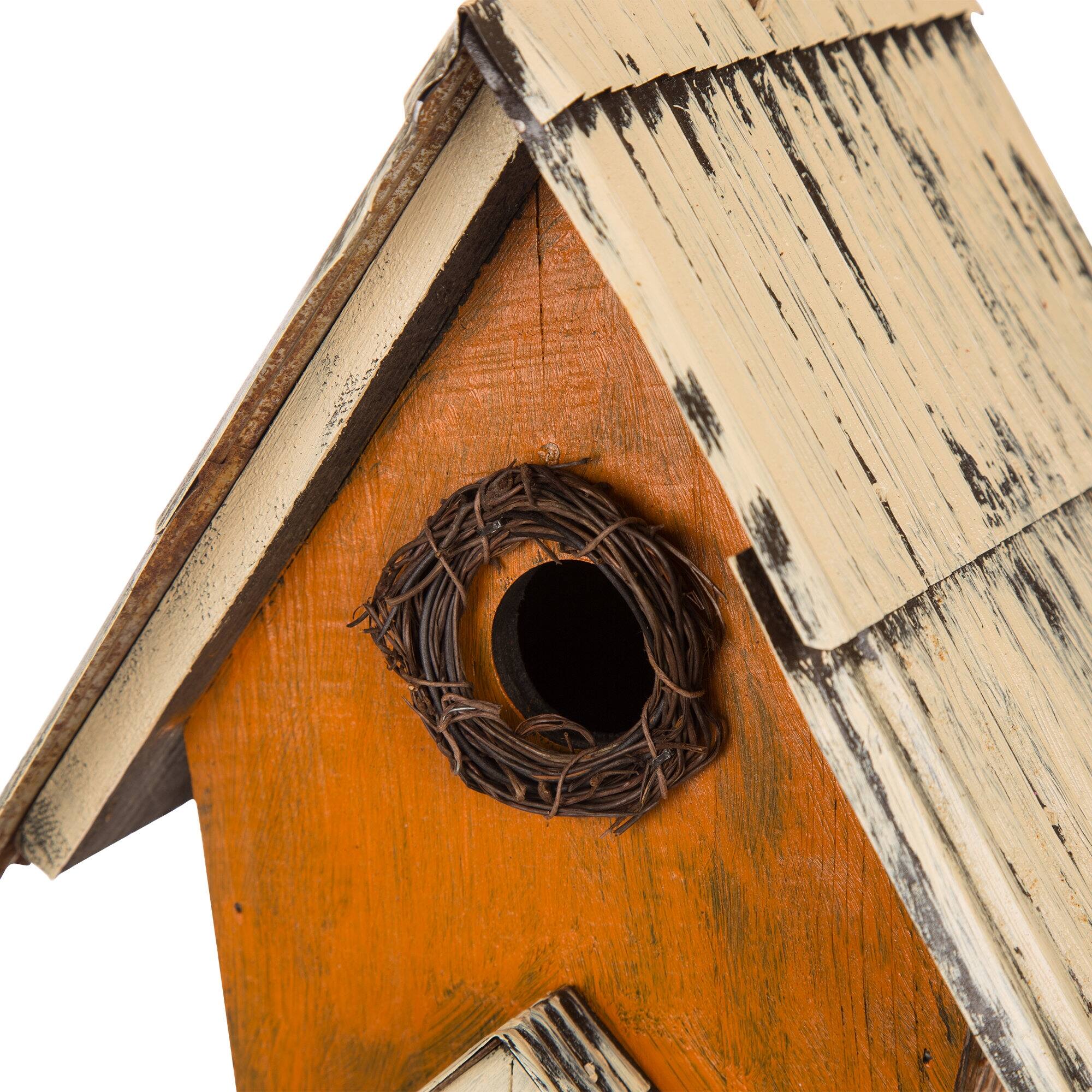 Glitzhome&#xAE; 10.5&#x22; Distressed Wooden Birdhouse