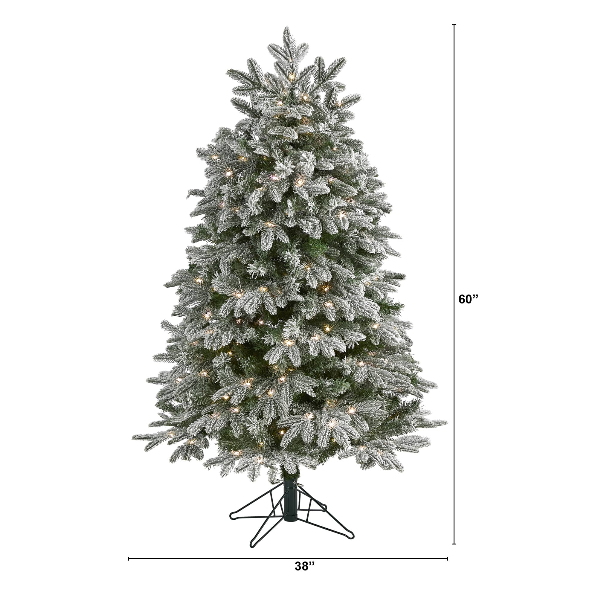 5ft. Pre-Lit Flocked Colorado Mountain Fir Artificial Christmas Tree, Warm White Microdot LED Lights