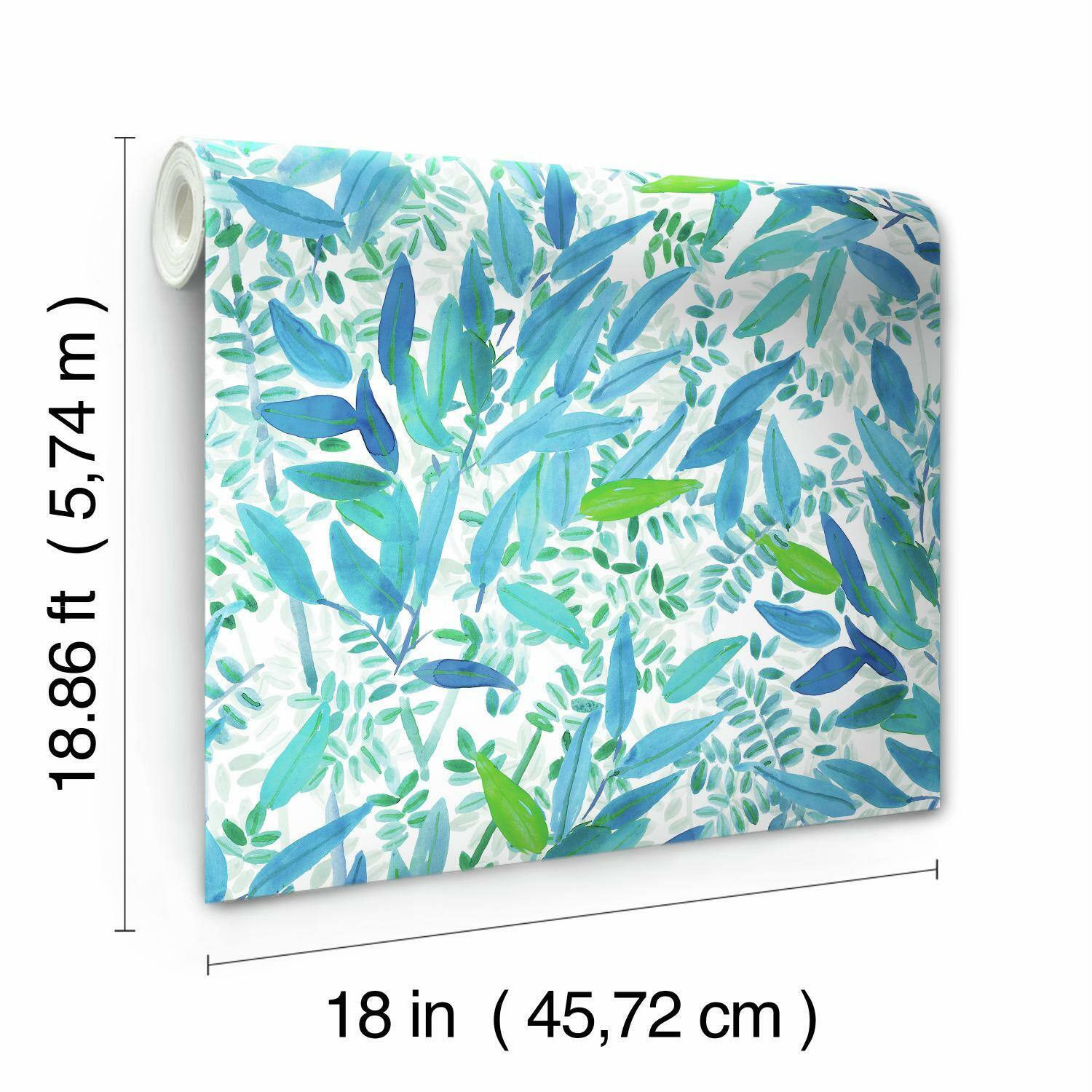RoomMates Watercolor Leaves Peel &#x26; Stick Wallpaper