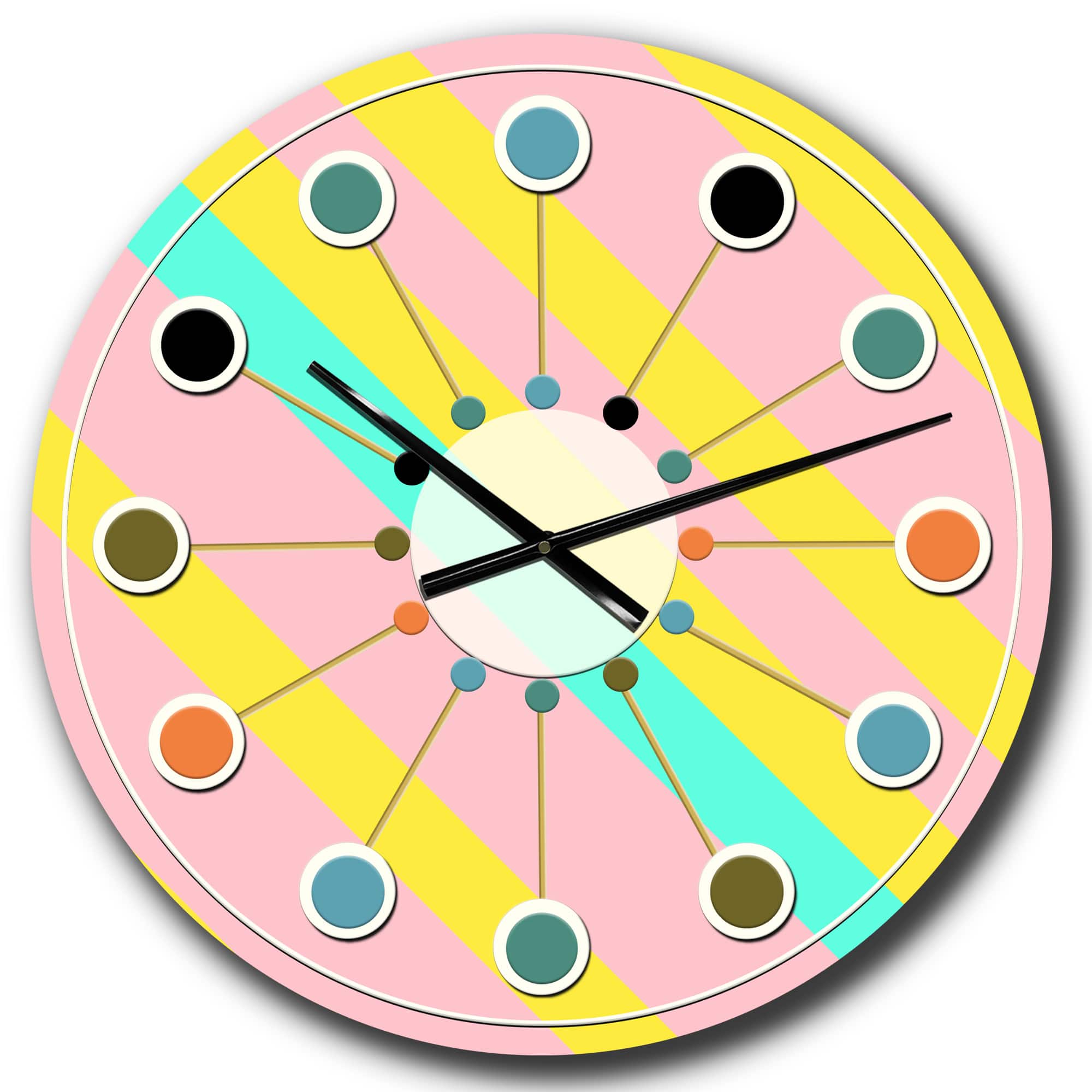 Designart 'Memphis Retro Neon Pattern Mid-Century Modern Wall Clock