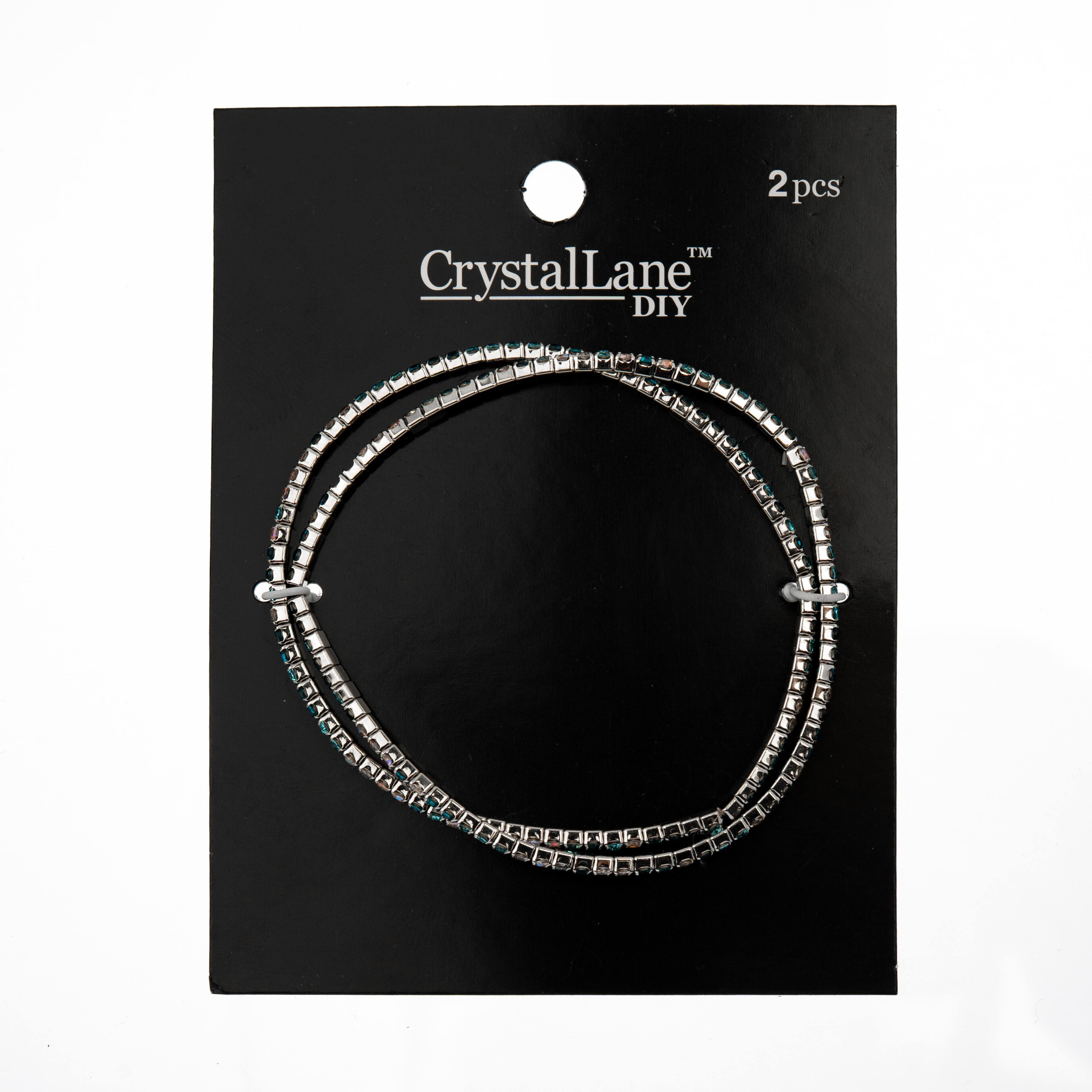 Crystal Lane DIY Silver &#x26; Multi Blue Rhinestones Bracelets, 2ct.