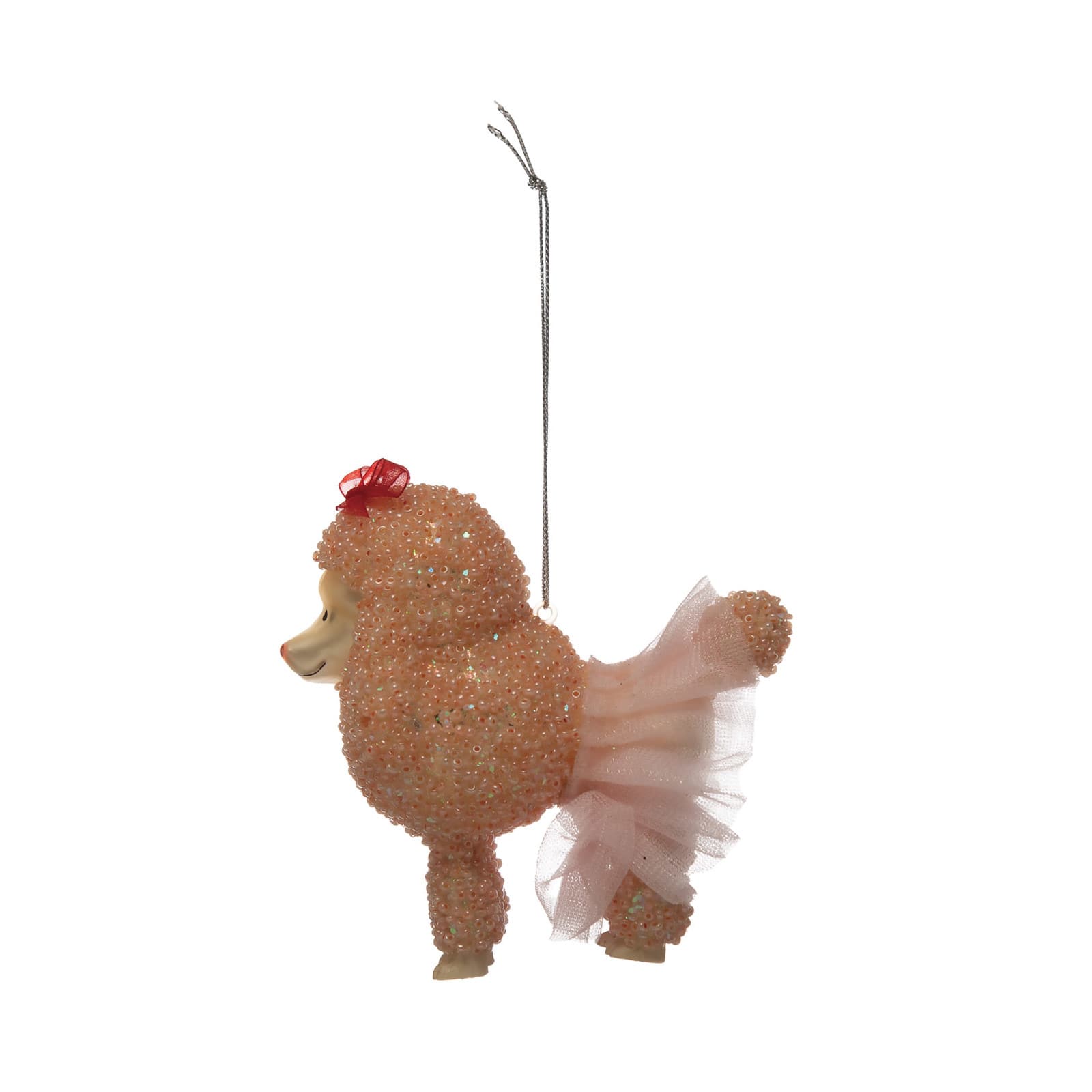 Hello Honey® Pink Glass Poodle with Tutu & Beads Ornament