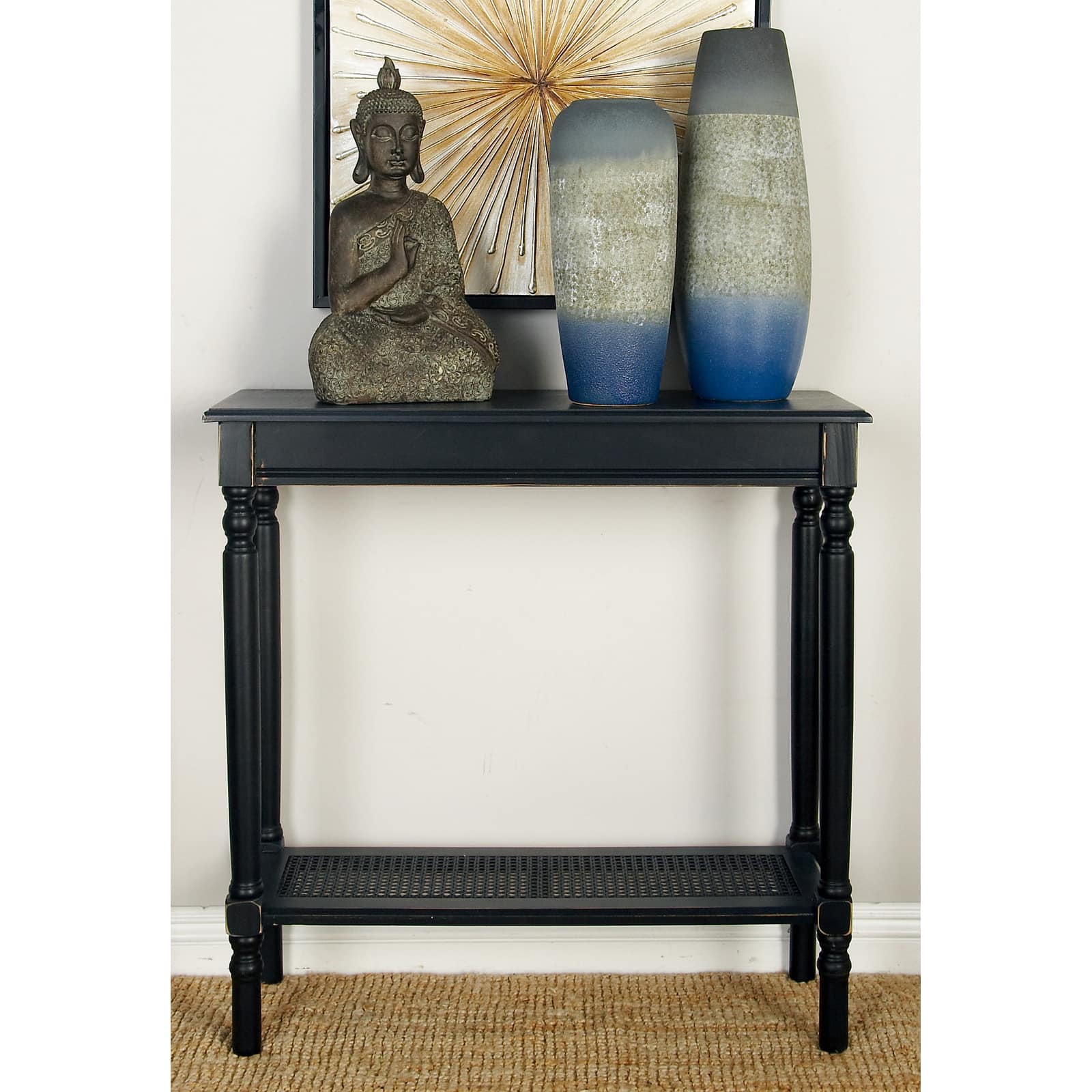 32&#x22; Black Traditional Wooden Console Table