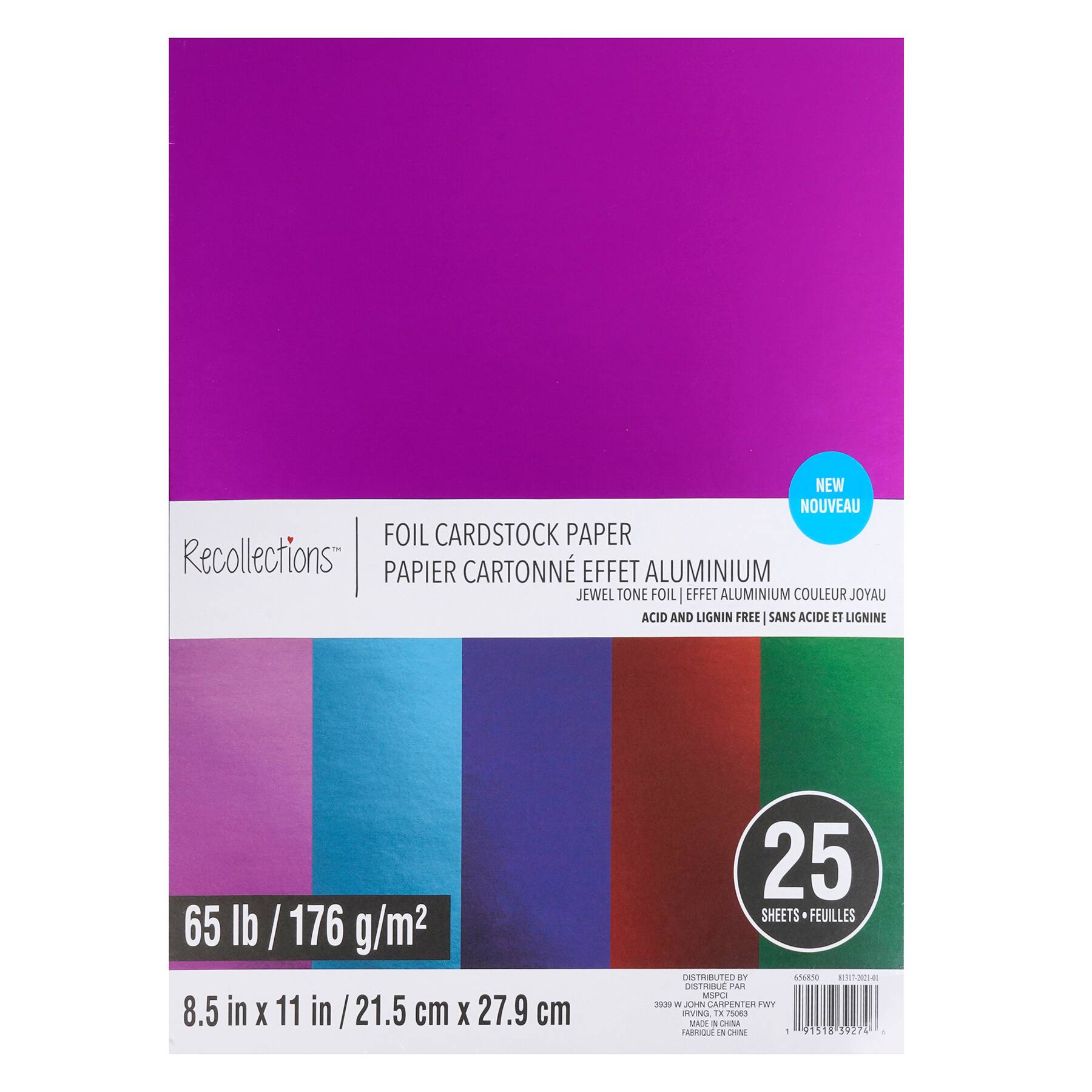 Multicolor 8.5" x 11" Foil Cardstock Paper by Recollections™, 25 Sheets ...