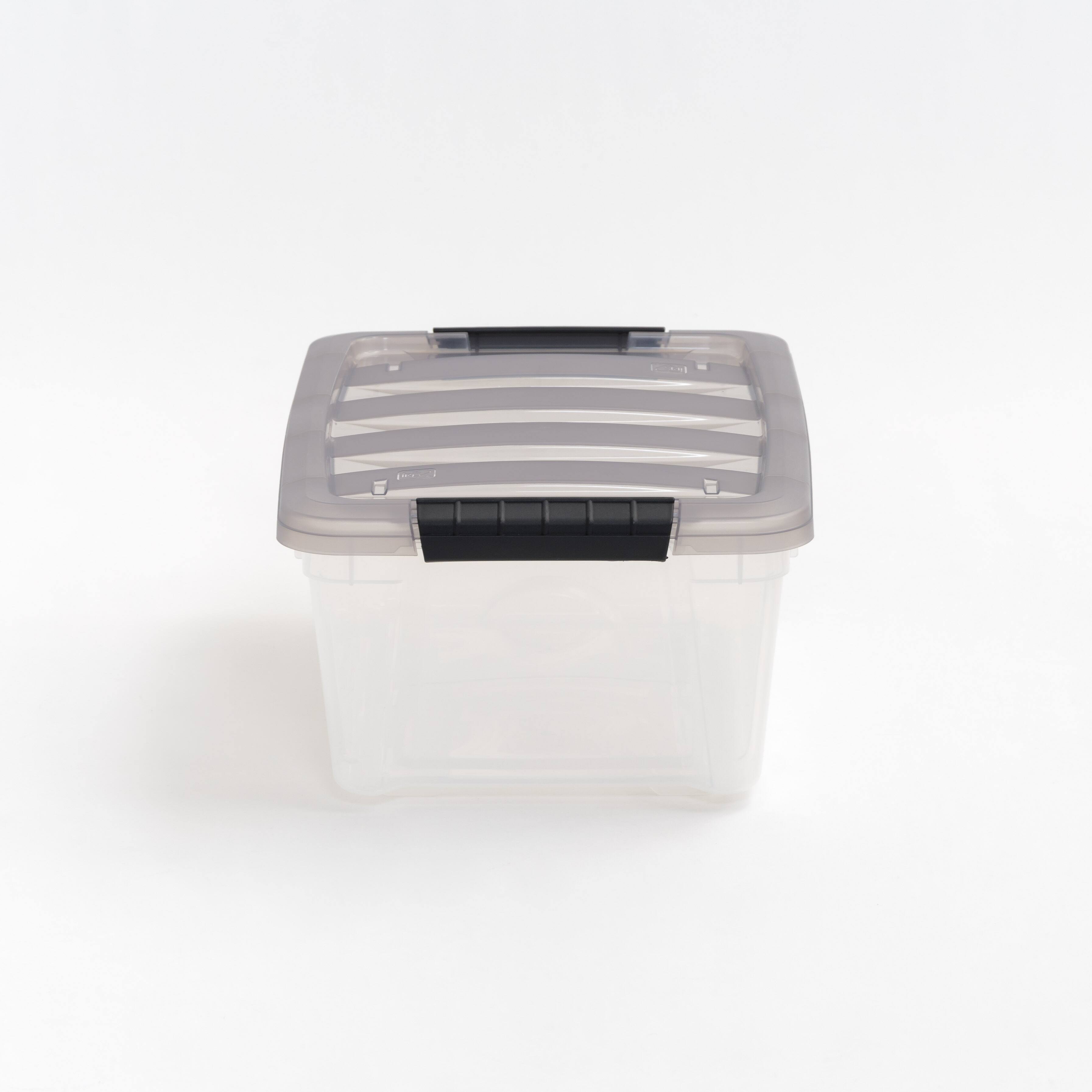 IRIS Stack &#x26; Pull Clear Plastic Storage Boxes with Gray Lid