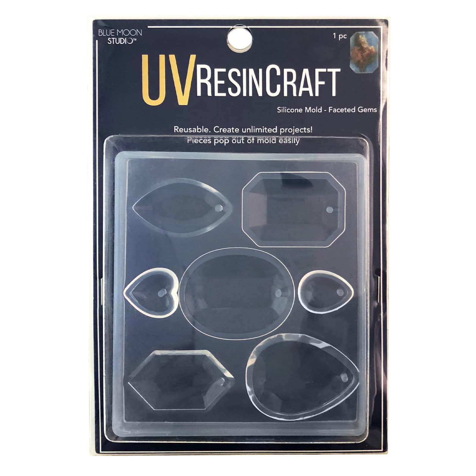 6 Pack: Blue Moon Studio™ UV Resin Craft Faceted Gems Flat Mold