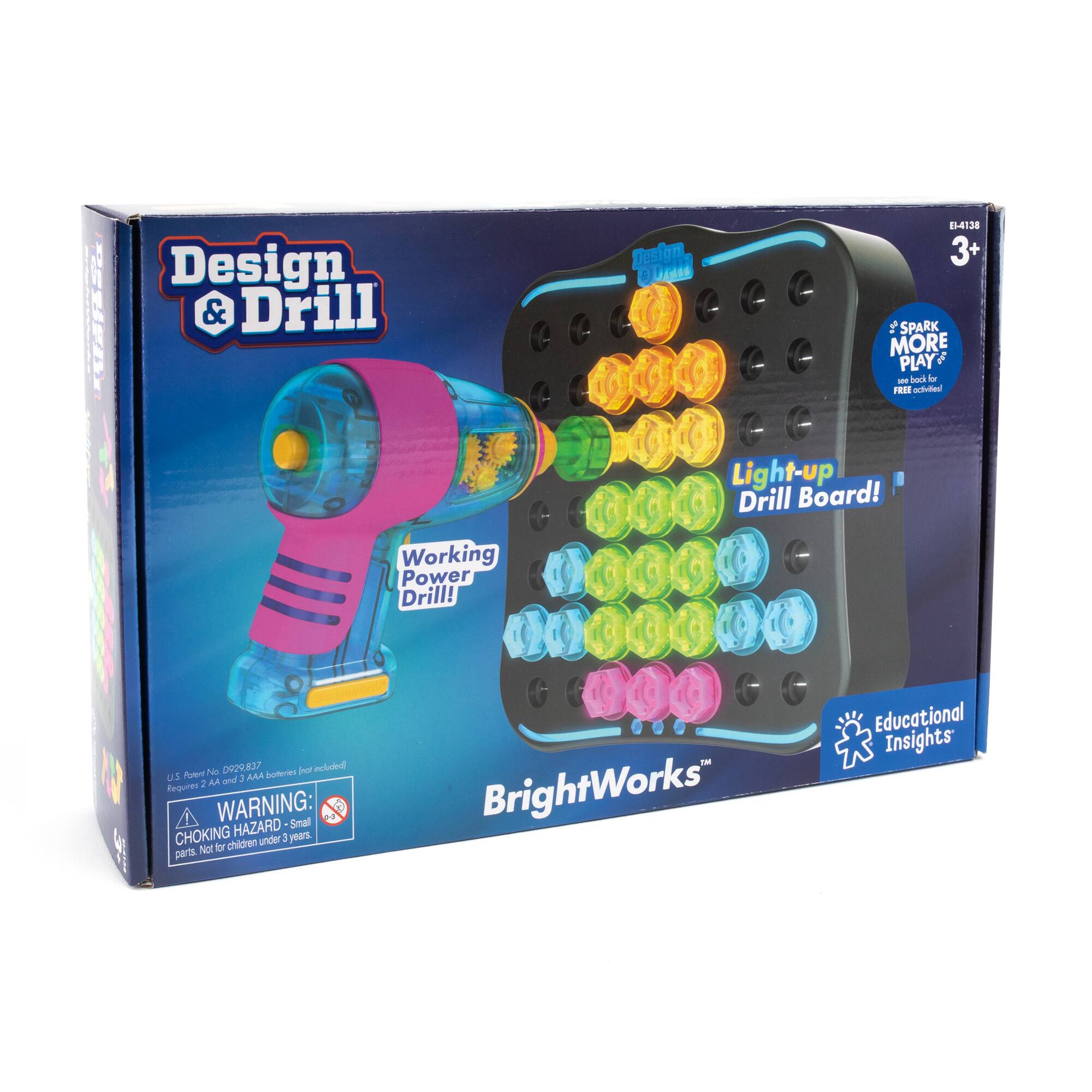 Educational Insights Design & Drill Brightworks - STEM Toy With Light-Up Board & Kid-Safe Drill
