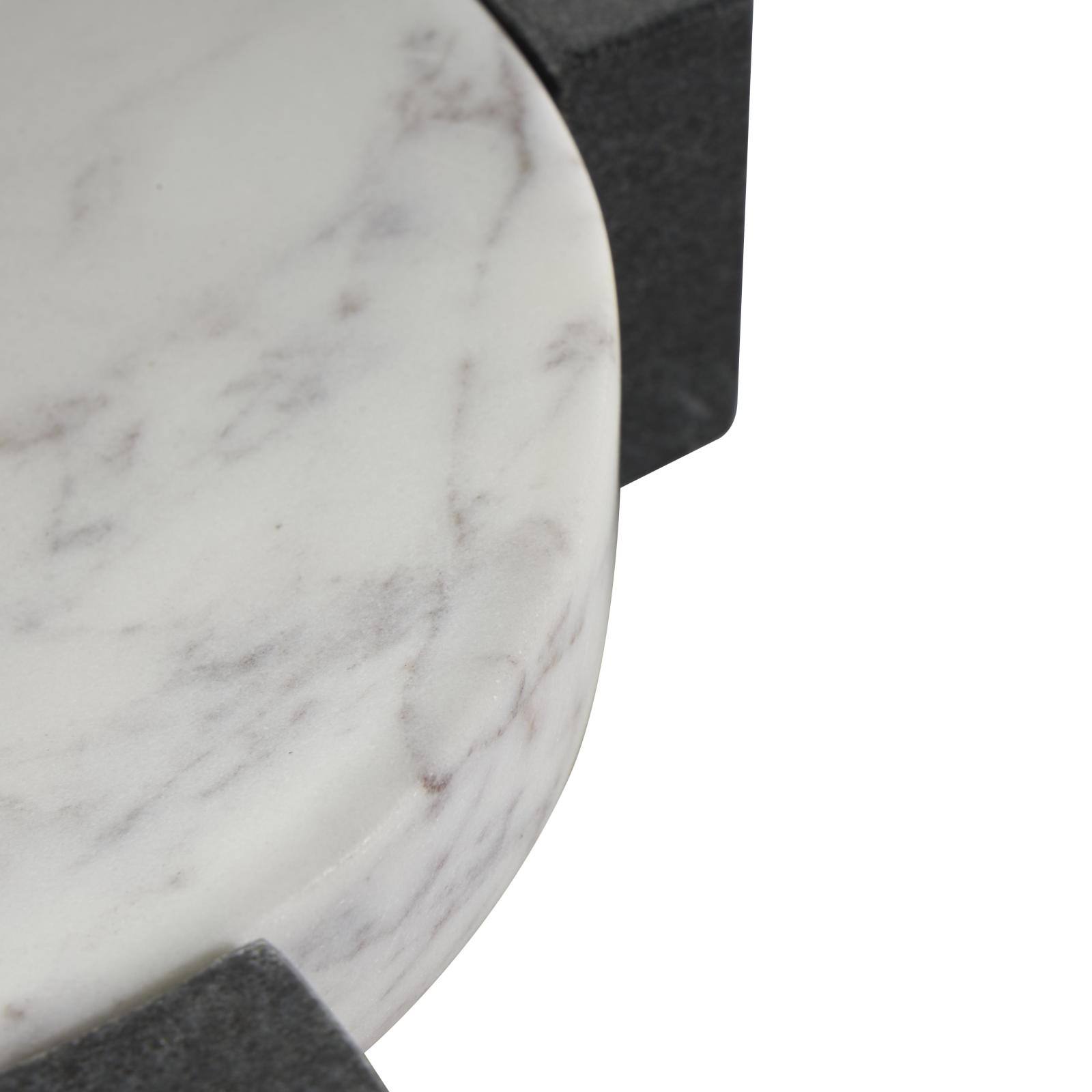 8.25&#x22; White Marble Round Tray with Black X-Shaped Base
