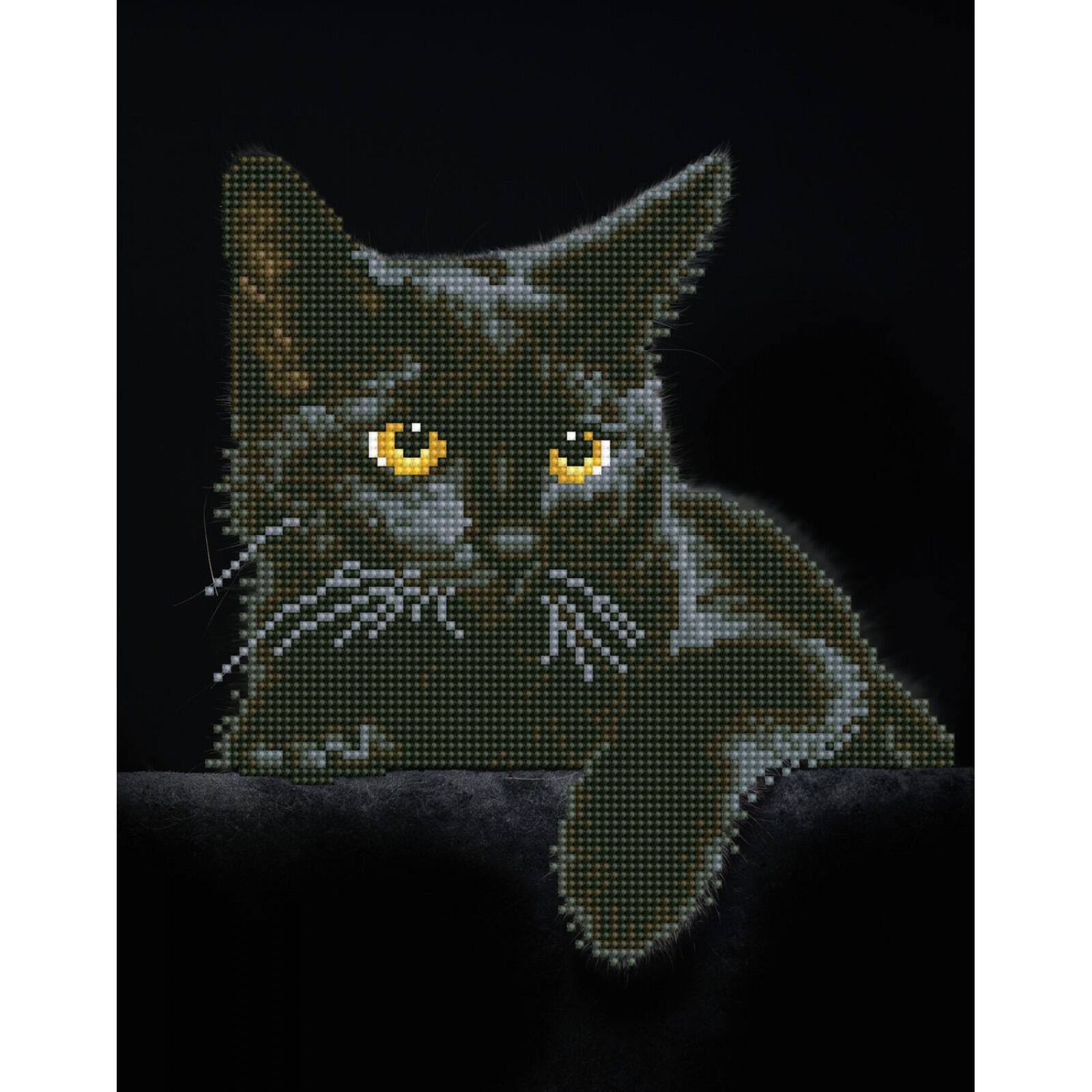 Diamond Dotz® Intermediate Midnight Cat Pre-Framed Diamond Painting Kit