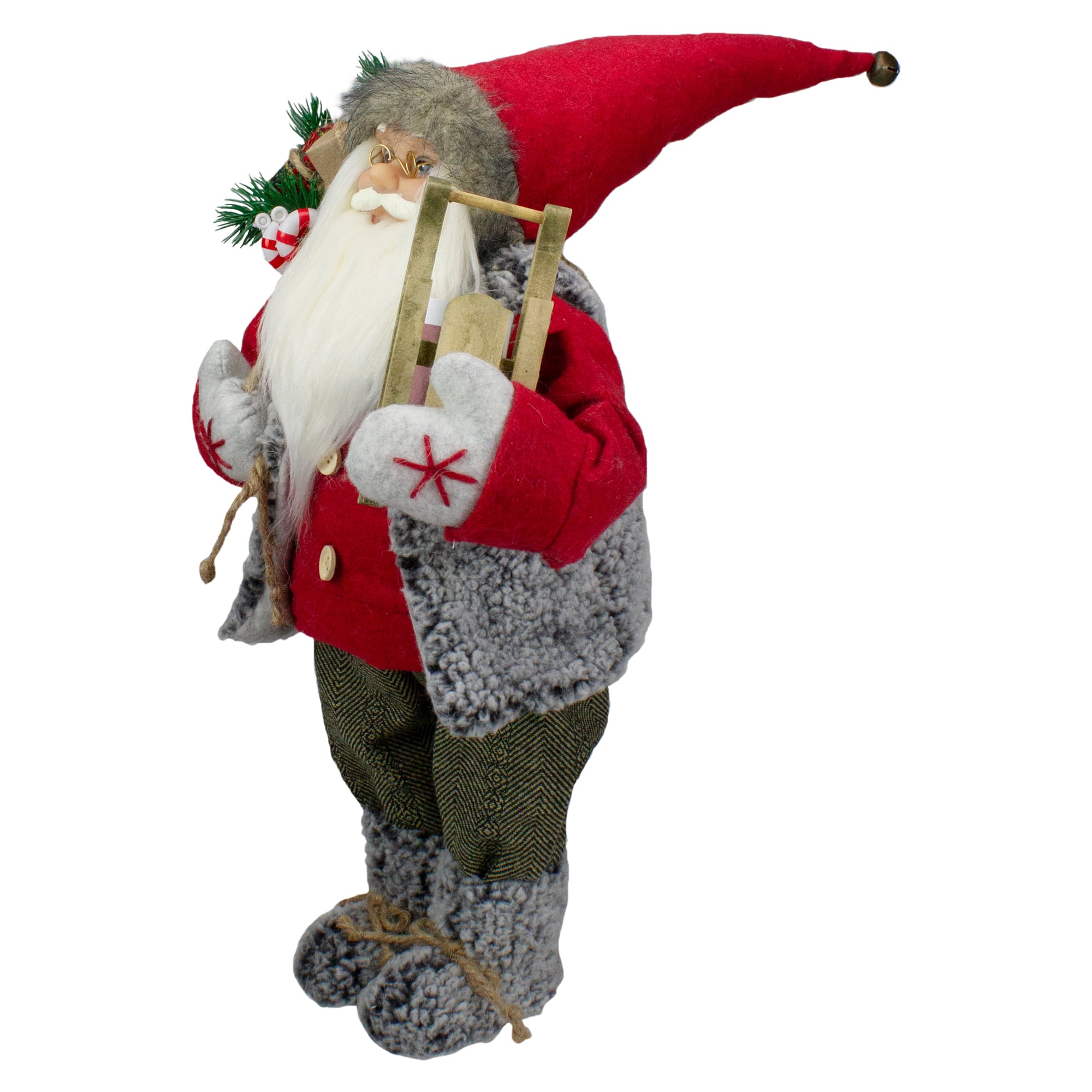 18&#x22; Standing Santa Christmas Figure Carrying Presents &#x26; Sled