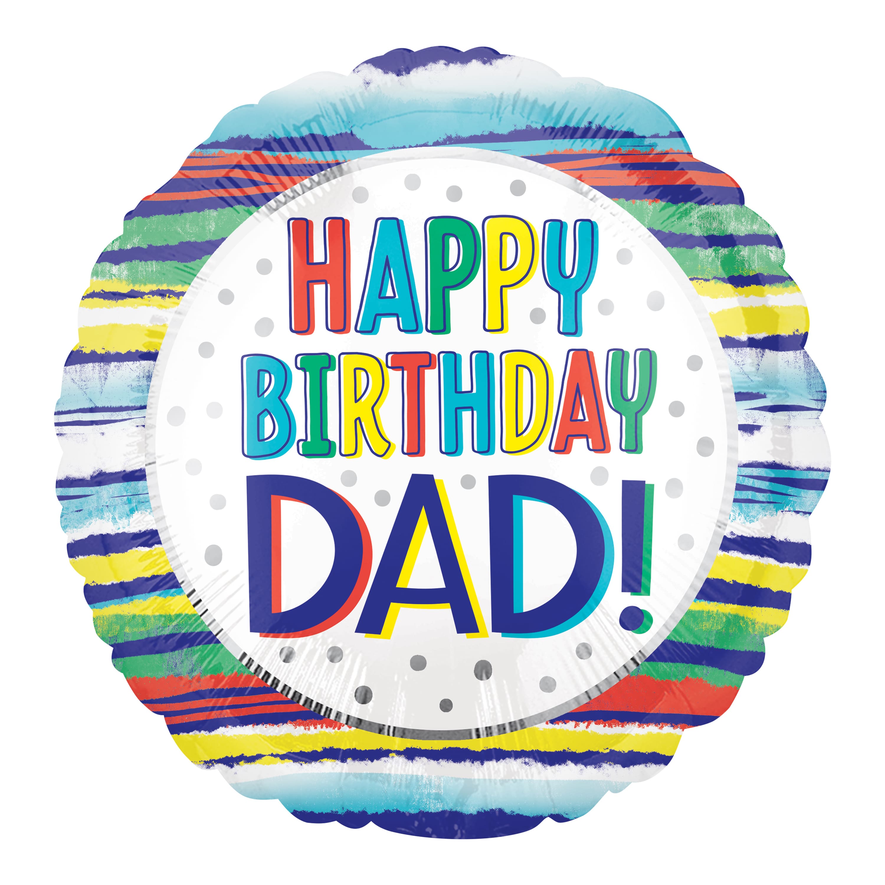 17" Happy Birthday Dad Painted Stripes Foil Balloon