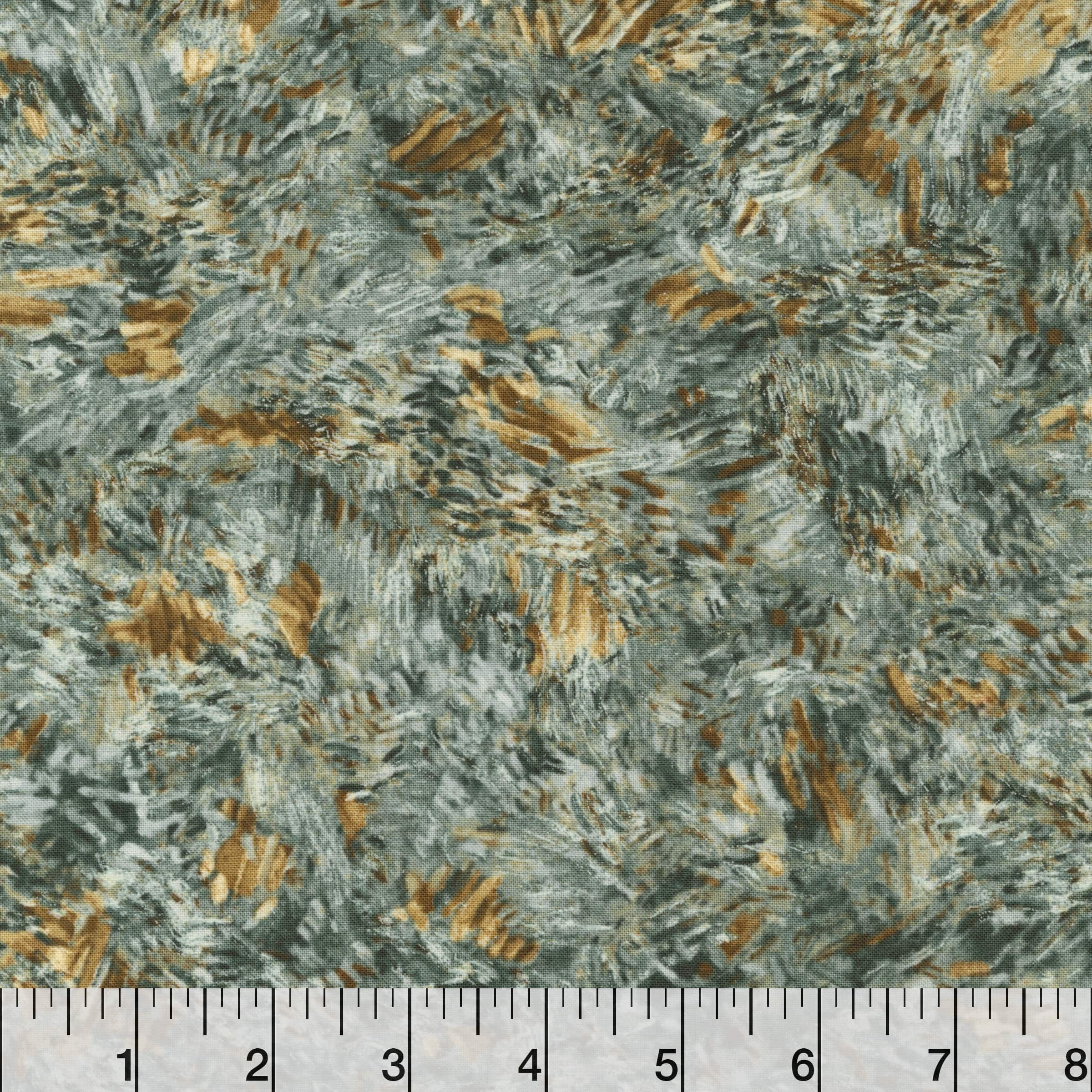 Robert Kaufman Silver & Yellow Brush Strokes Cotton Fabric