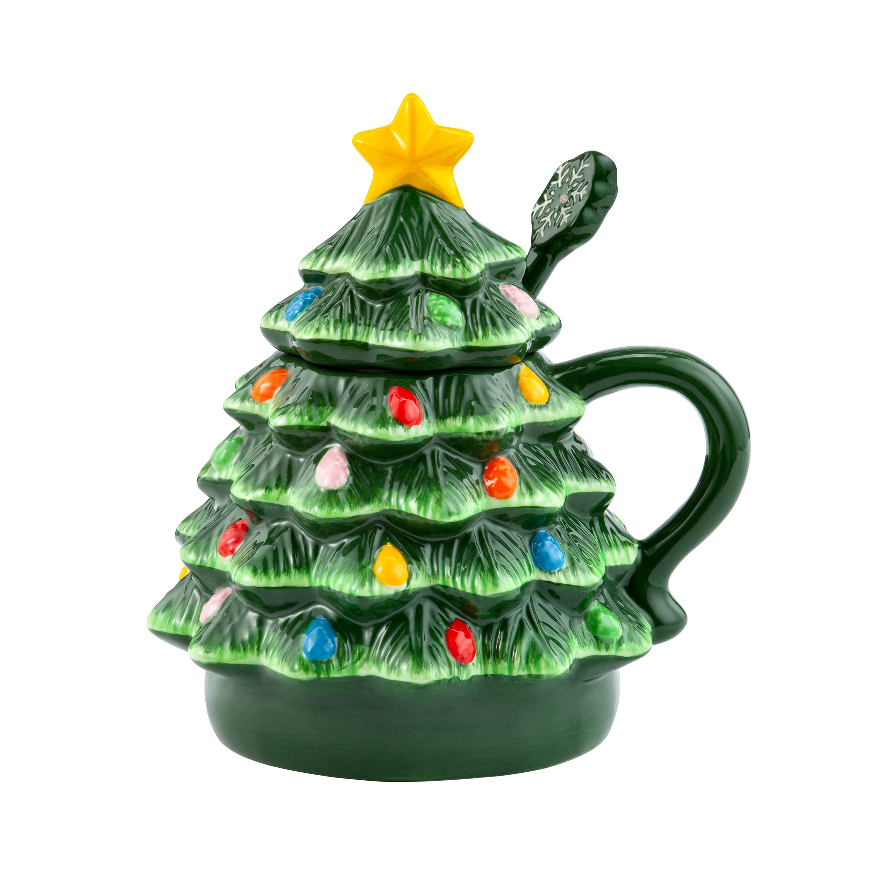 Green Lidded Nostalgic Tree Mug with Spoon