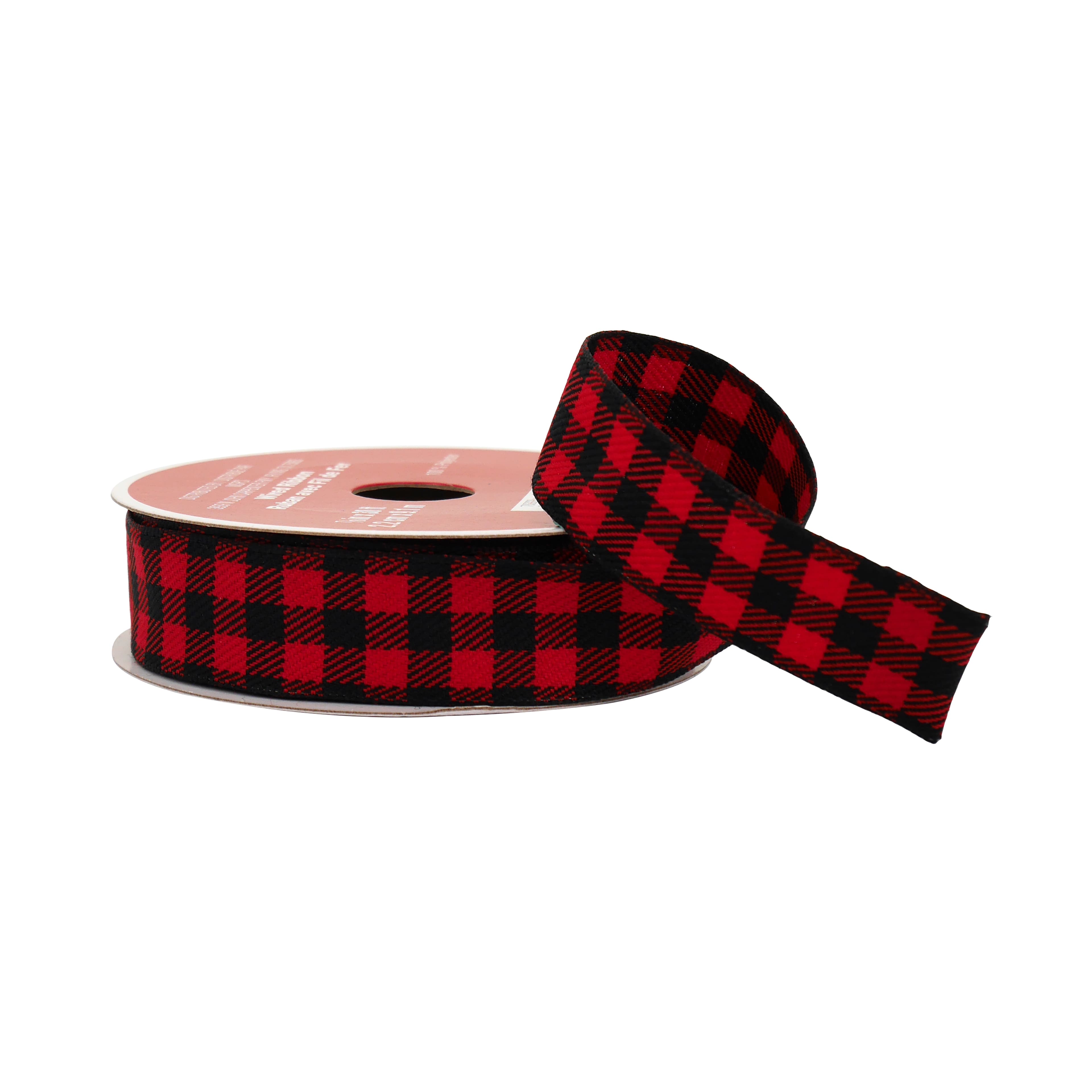 7/8&#x22; x 30ft. Red &#x26; Black Buffalo Check Wired Ribbon by Celebrate It&#xAE;