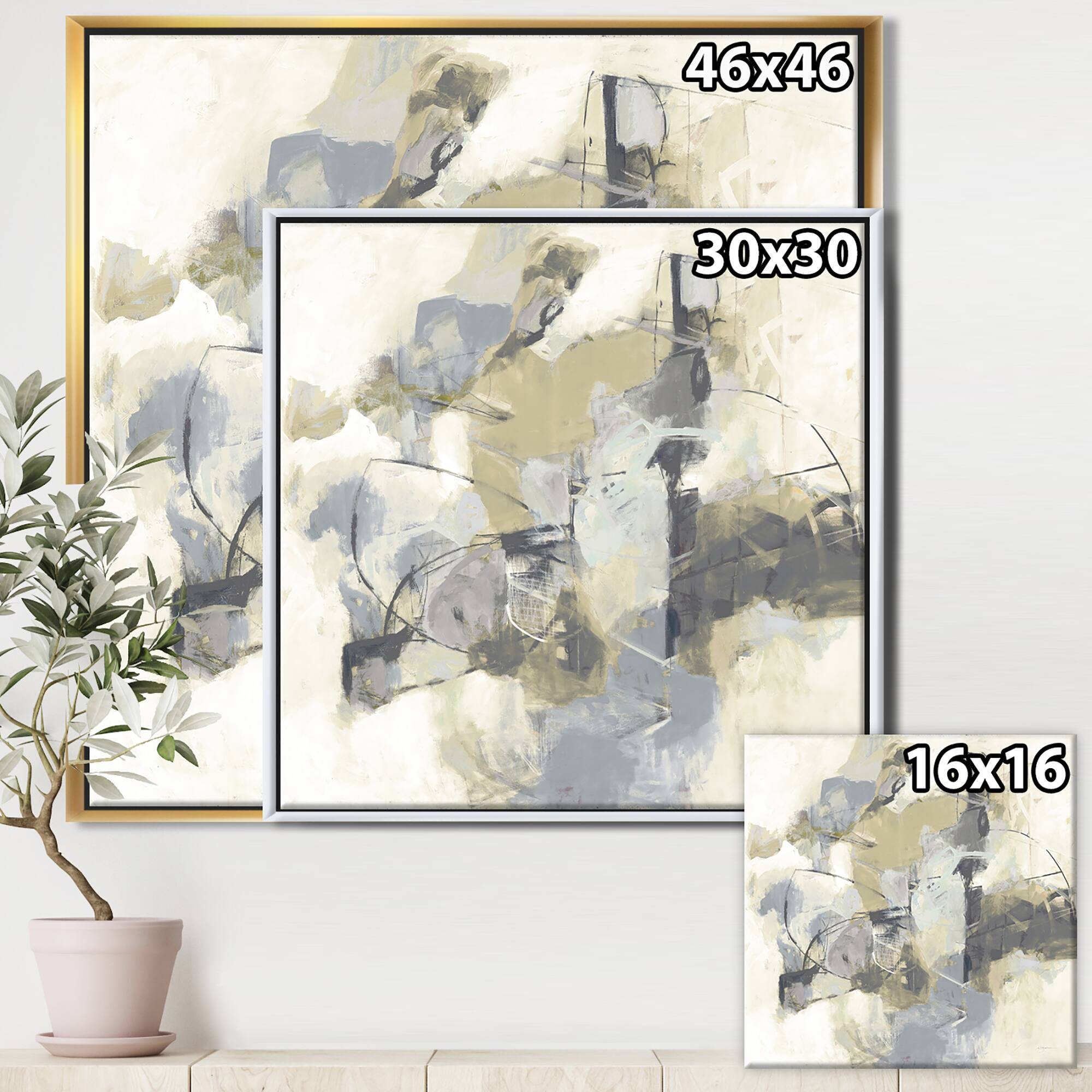 Designart - Glam Cream Dream III - Modern & Contemporary Framed Canvas