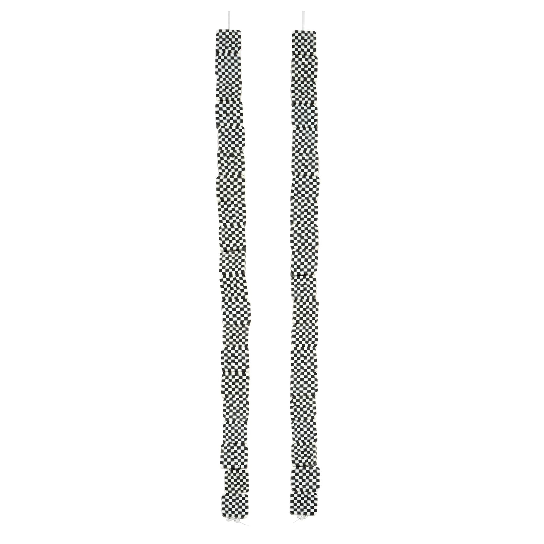 12 Pack: Black & White Checker Clay Square Beads by Bead Landing™