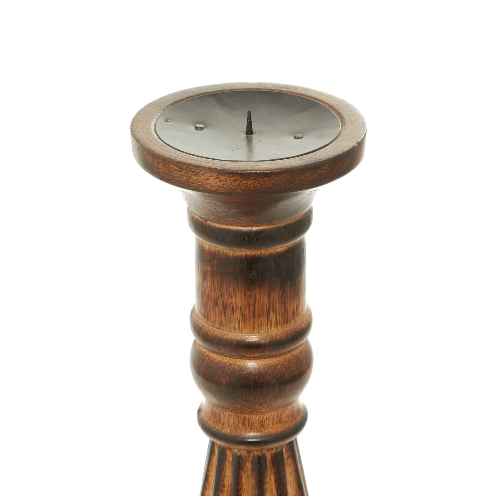 Brown Mango Wood Traditional Candle Holders Set, 18", 21" & 24"