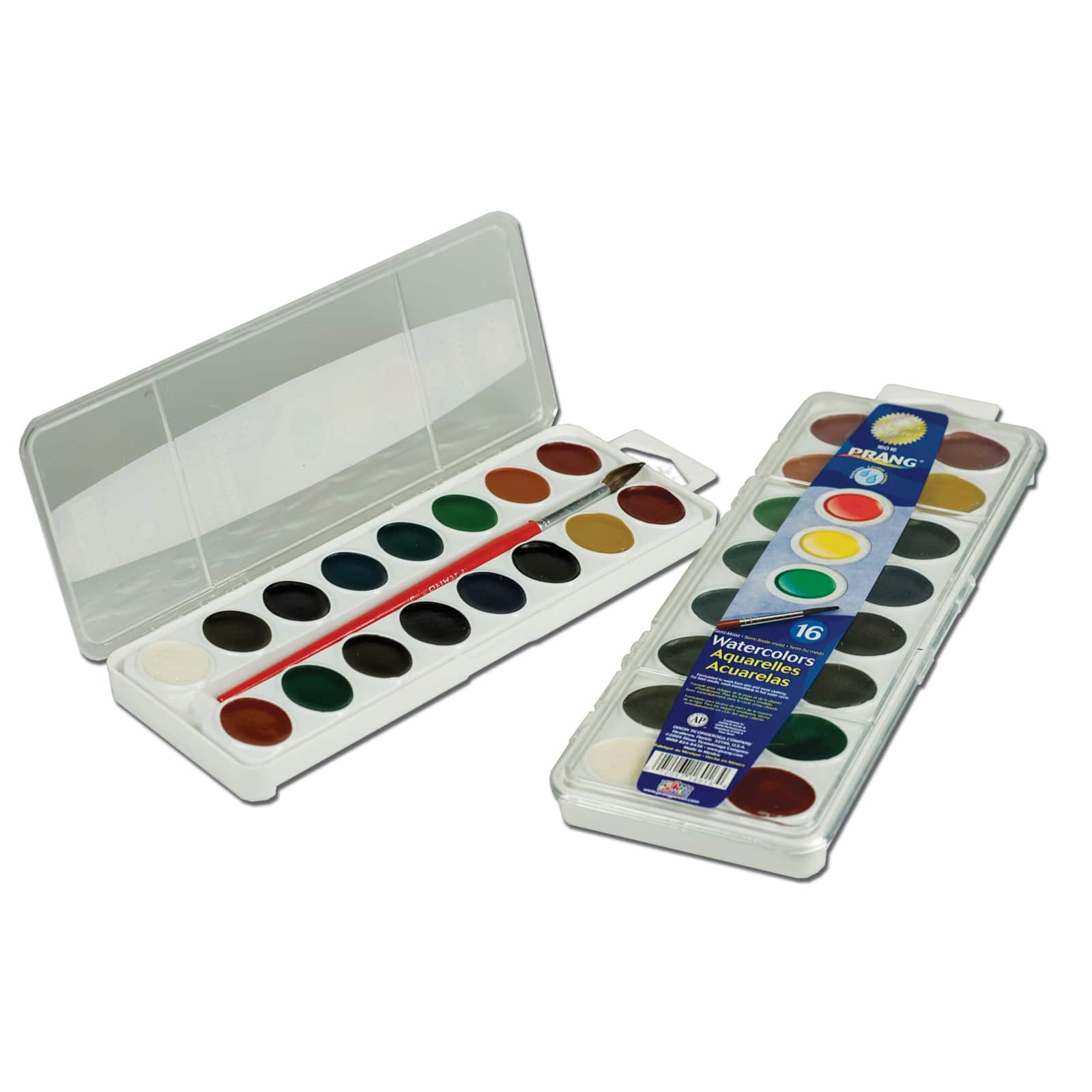 Prang® Semi-Moist Washable Watercolor Set with Brush, 6 Sets of 16