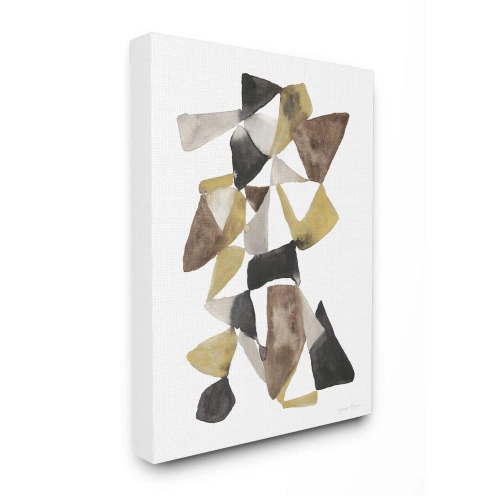Stupell Industries Abstract Black, Gold & Brown Shape Canvas Wall Art