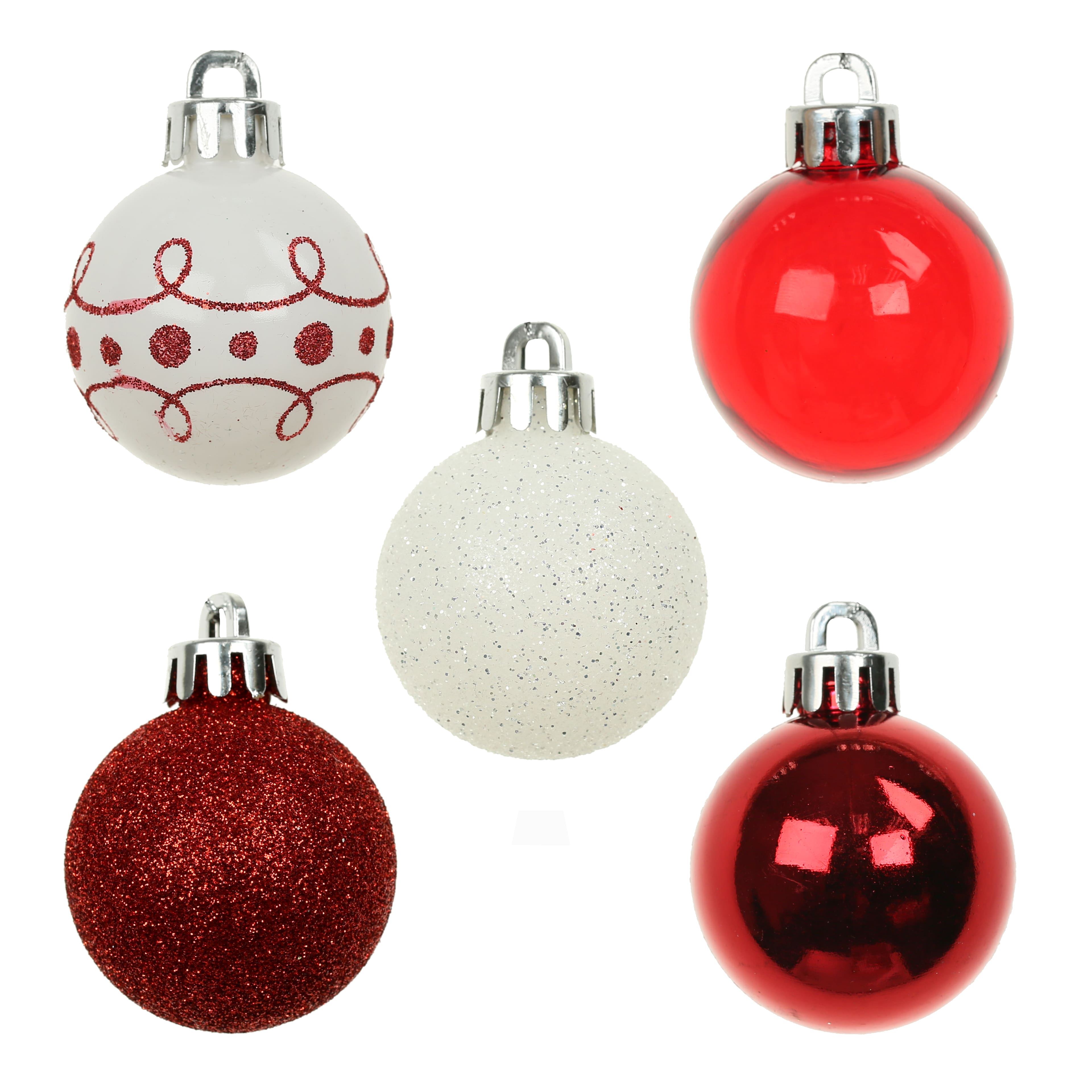 7 Pack 1.5&#x22; Red &#x26; White Shatterproof Ball Ornaments by Ashland&#xAE;