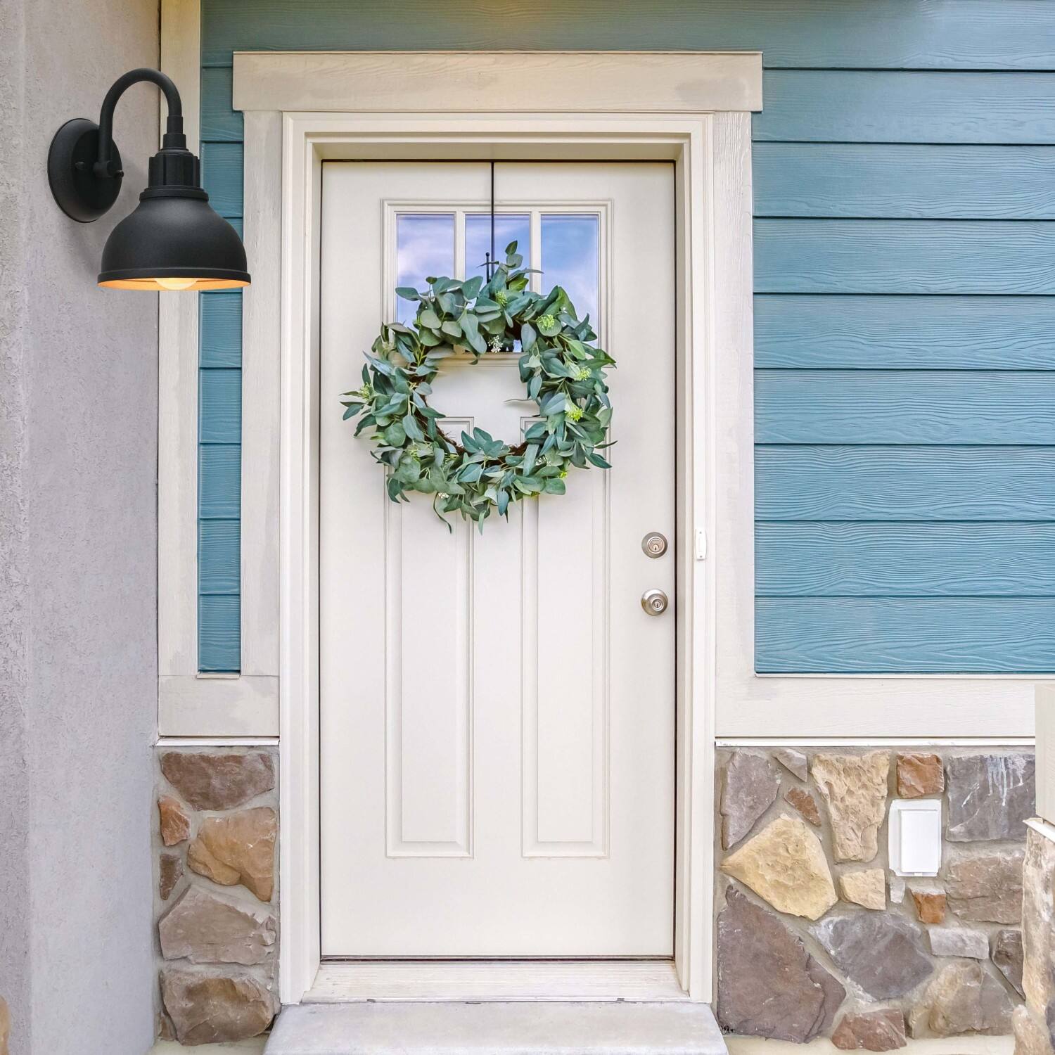 Hello Honey® Robert Stevenson Lighting Landon Distressed Black Metal Outdoor Light with Shade