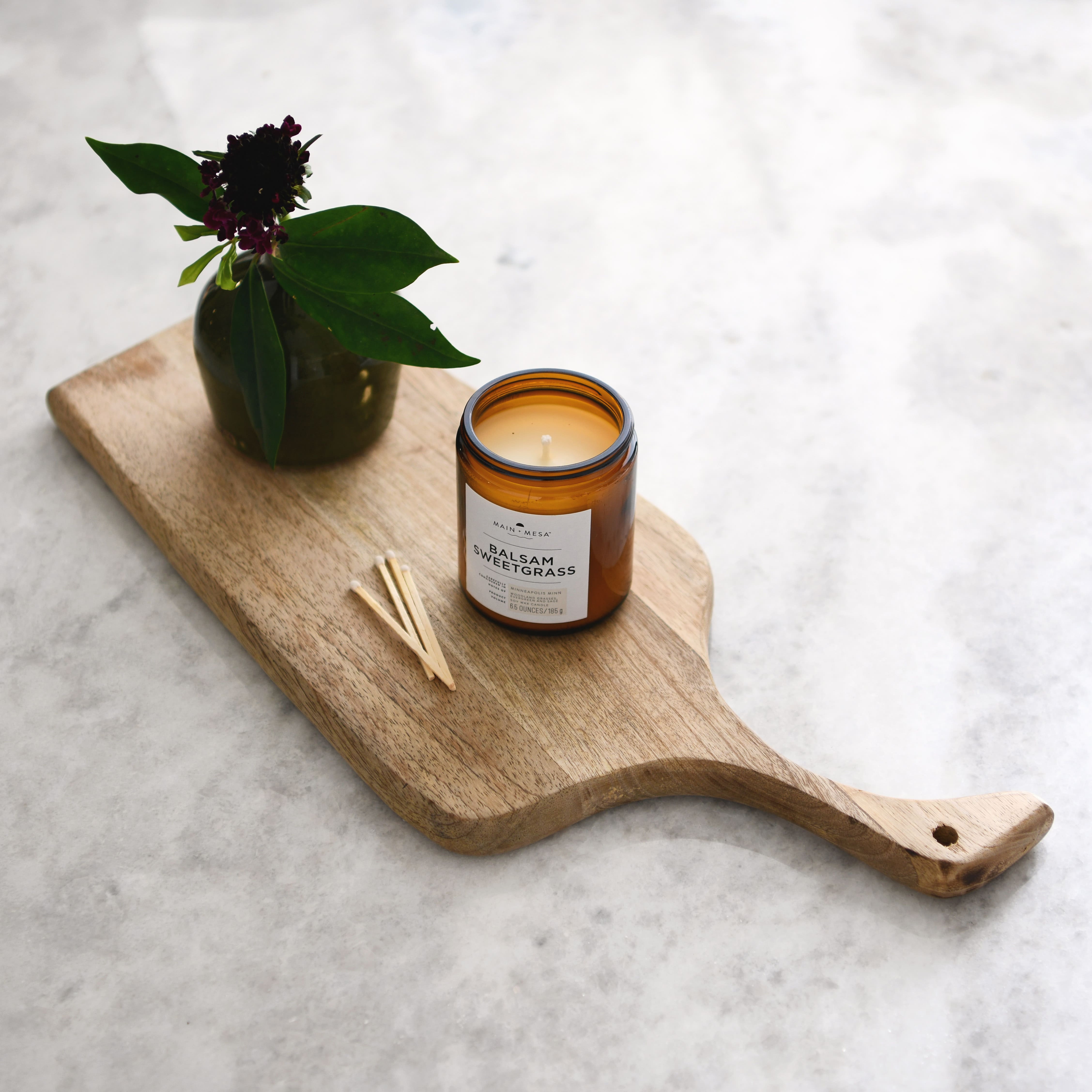 Hello Honey® 19" Light Finish Modern Mango Wood Cutting Board with Handle