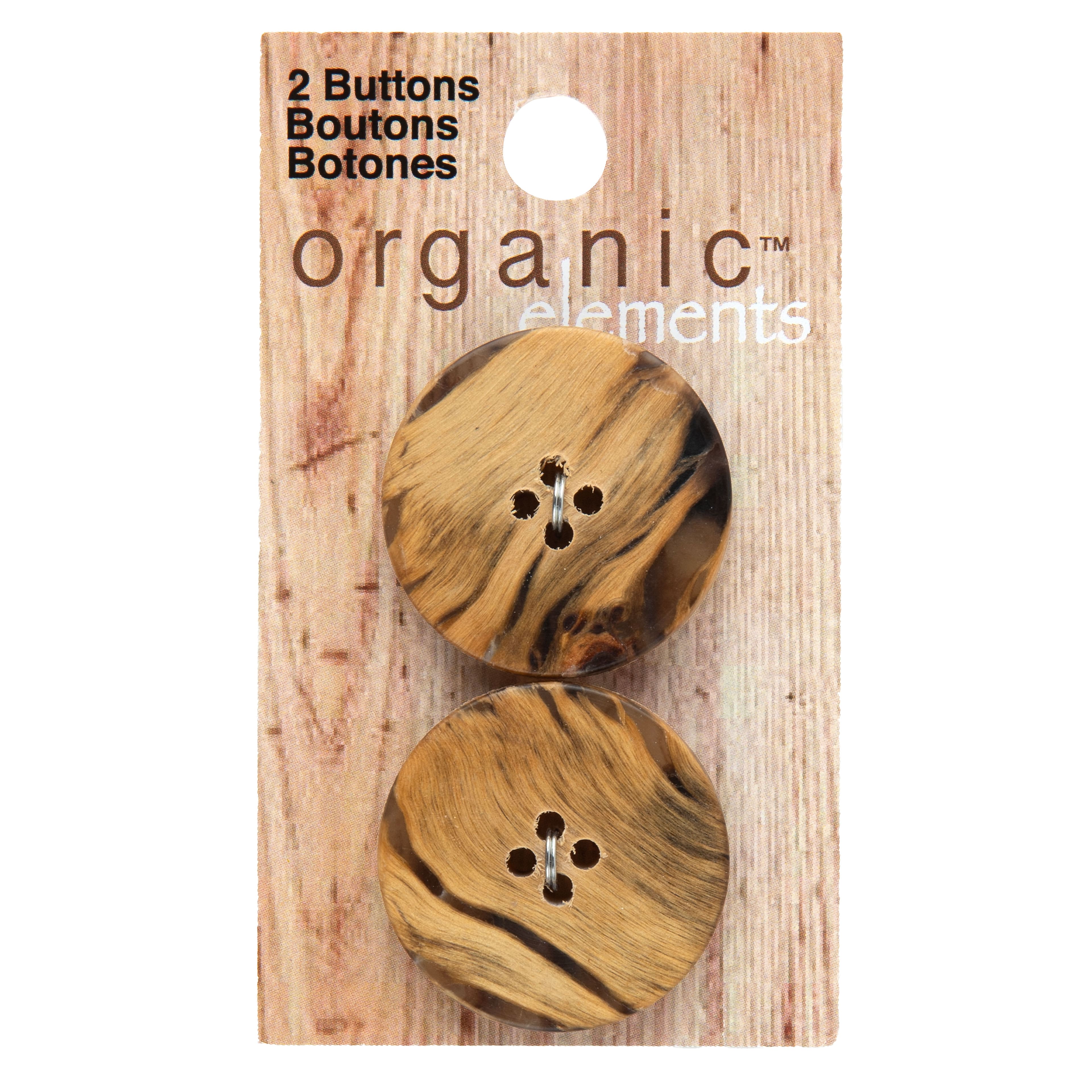 Organic Elements 1 1/8" Yellow Wood Buttons, 2ct.