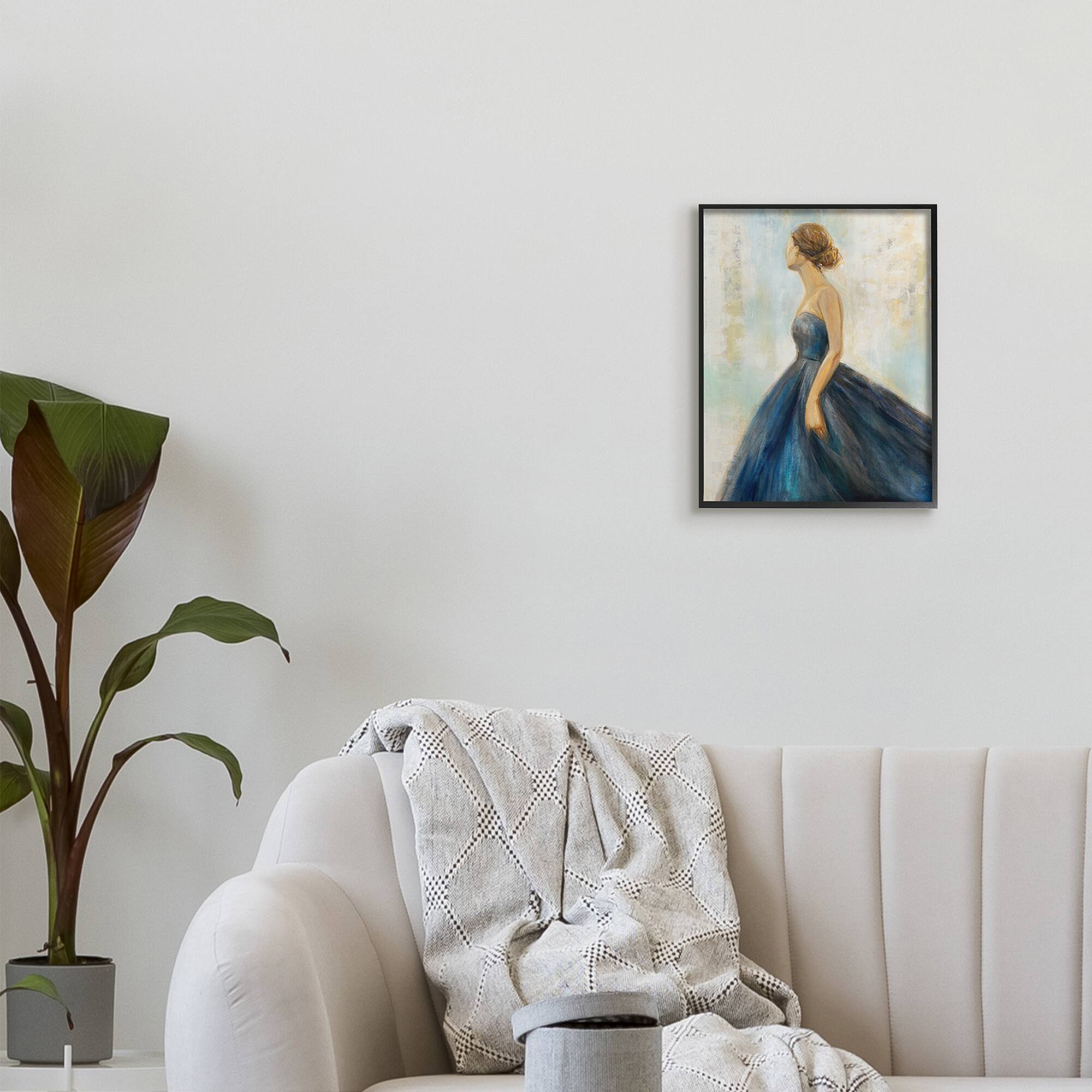 Stupell Industries Young Woman Blue Dress Soft Focus Pose in Frame Wall Art