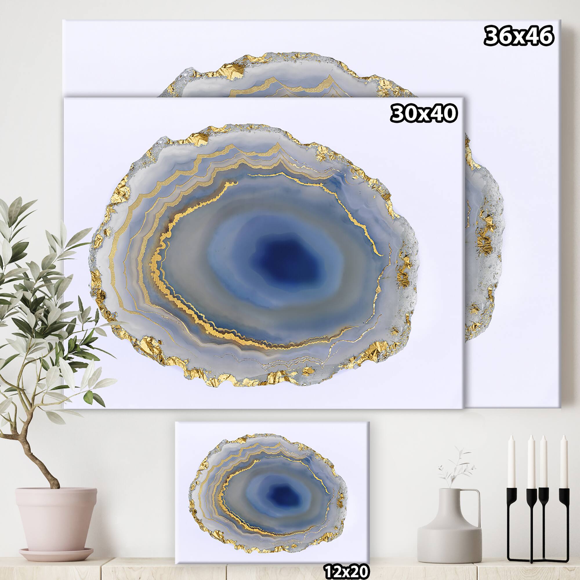 Designart - Golden Water Agate - Fashion Canvas Wall Art