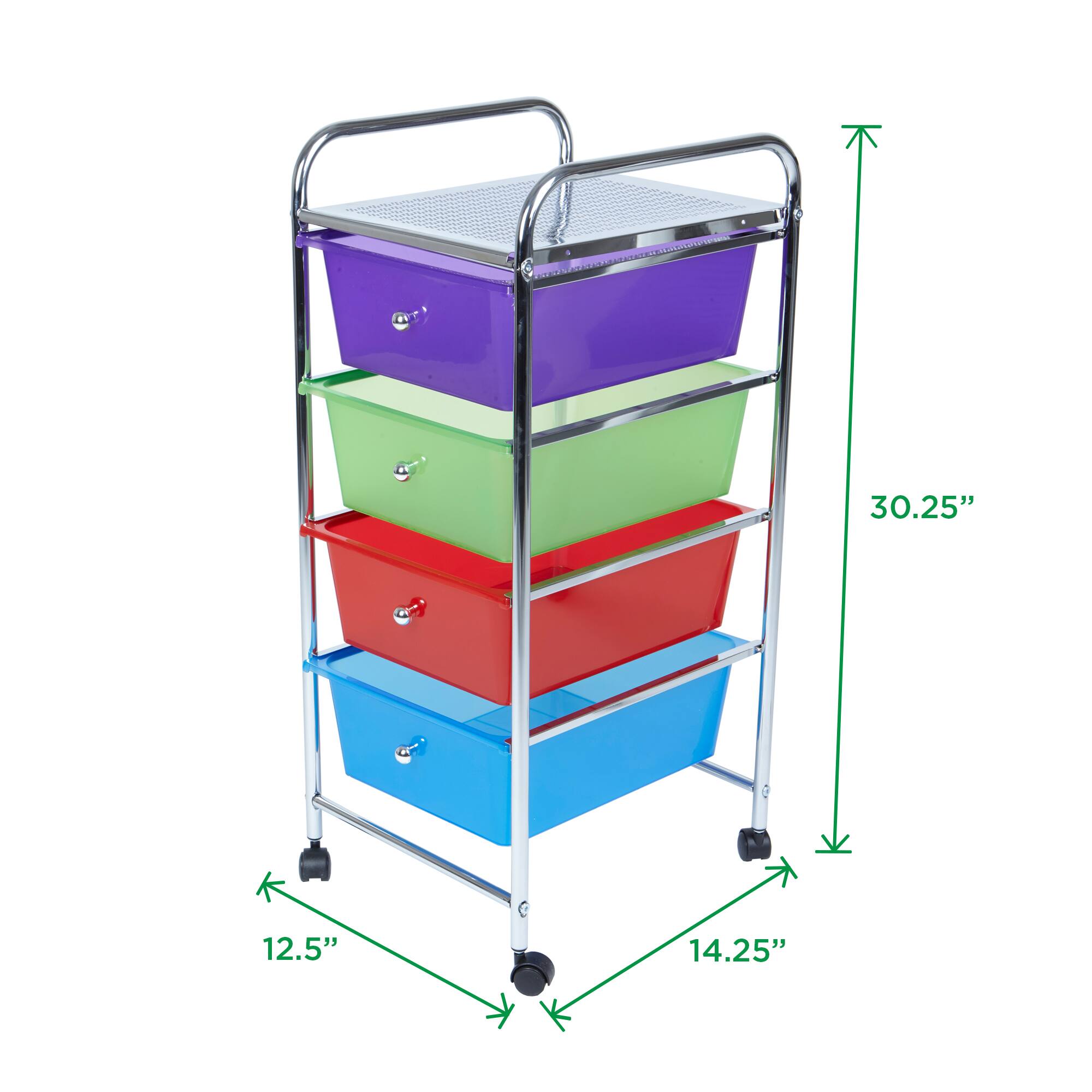 Mind Reader 30.2" Multicolor 4-Drawer Storage Trolley Rolling Cart