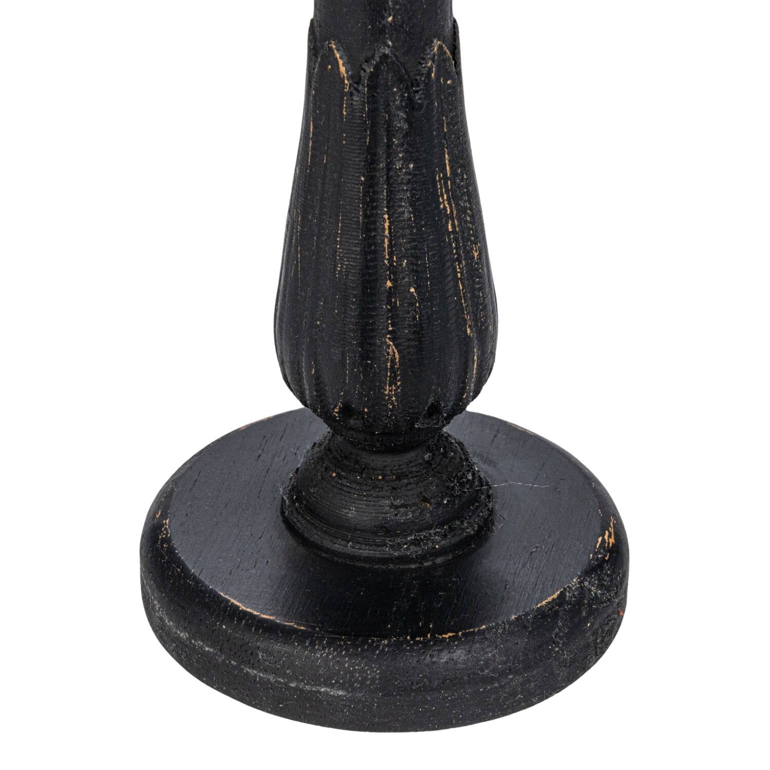 Hello Honey&#xAE; Round Black Wood Taper Candle Holder Set