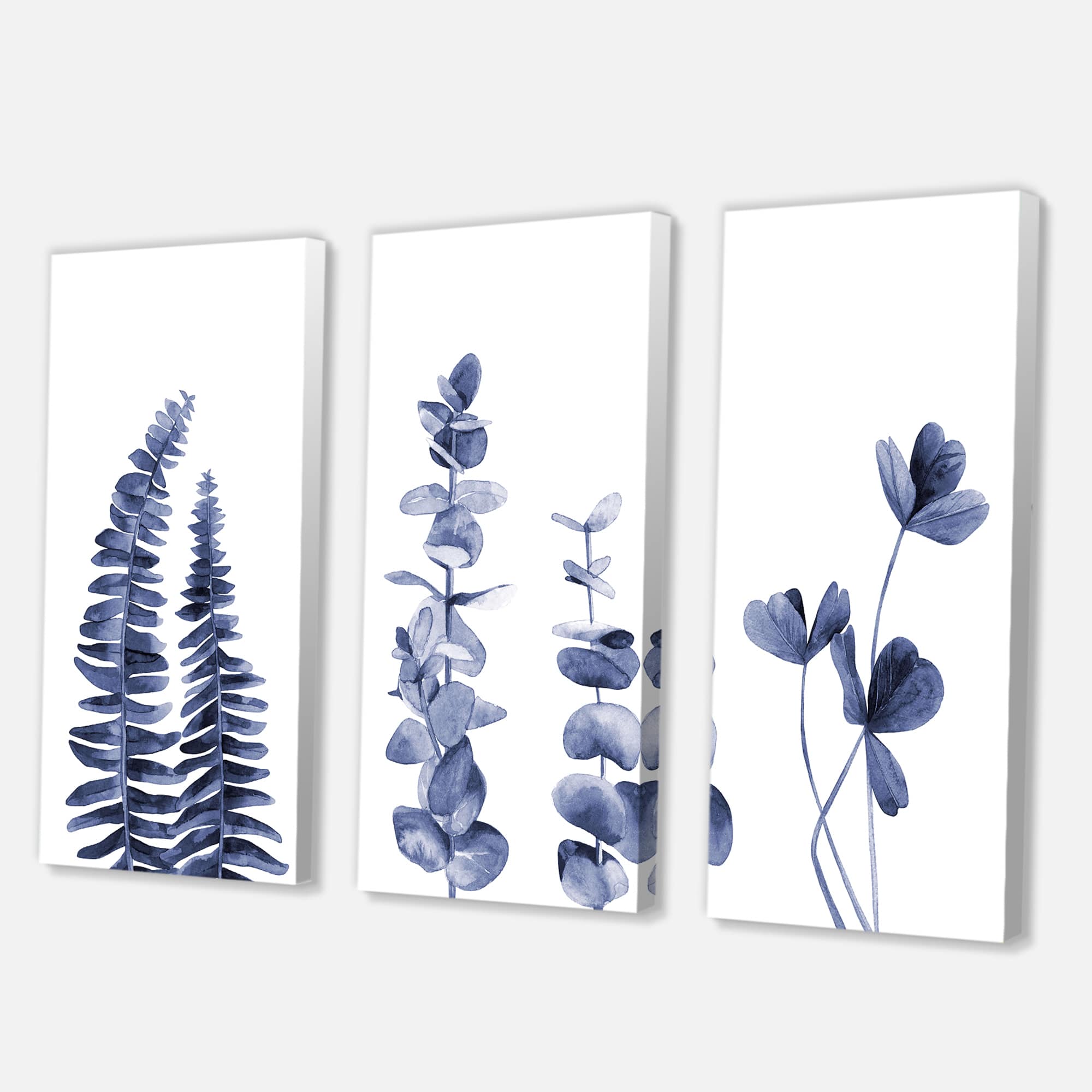 Designart - Navy Blue Eucalyptus I - Traditional Canvas Wall Art Print