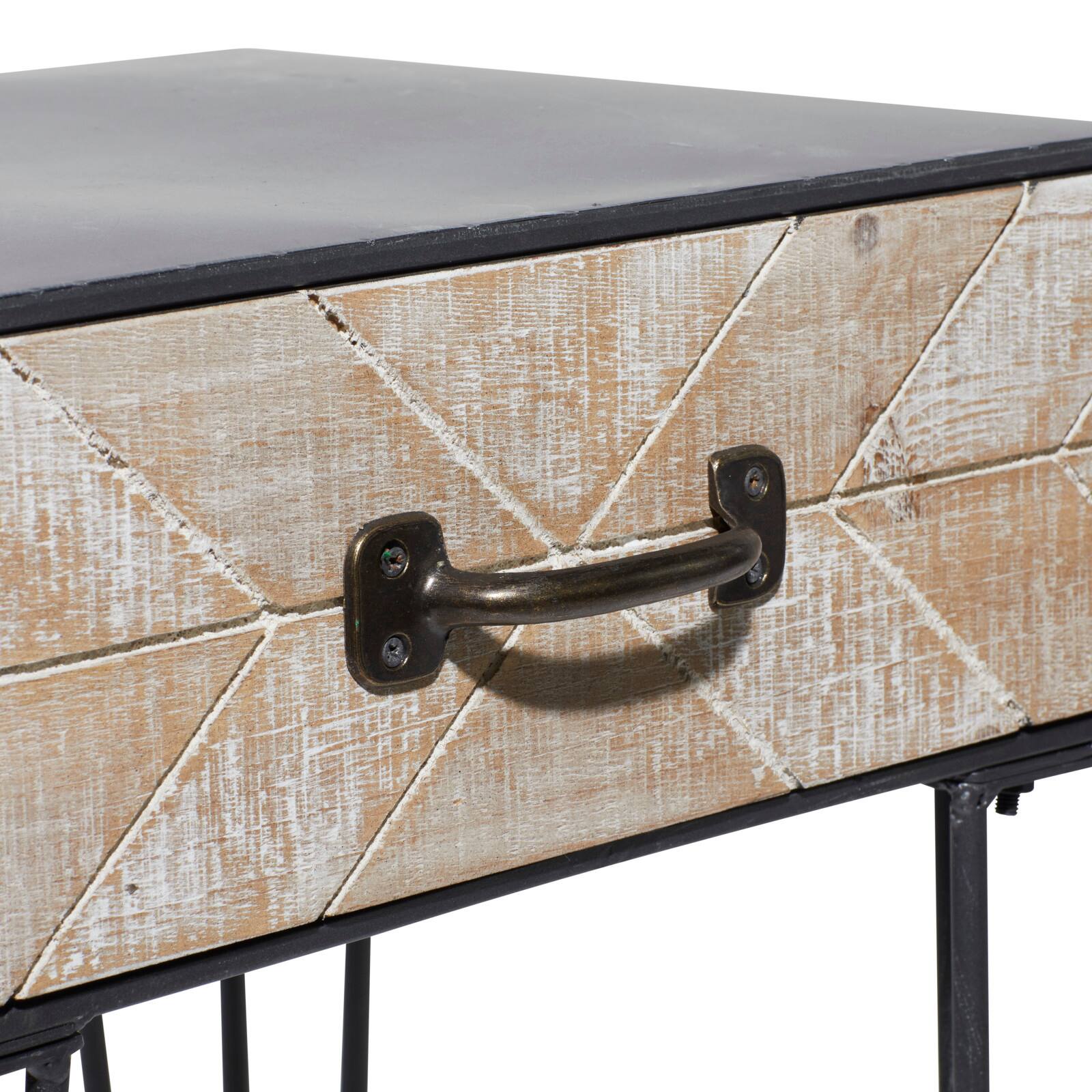 2ft. Black Iron and Wood Modern Accent Table