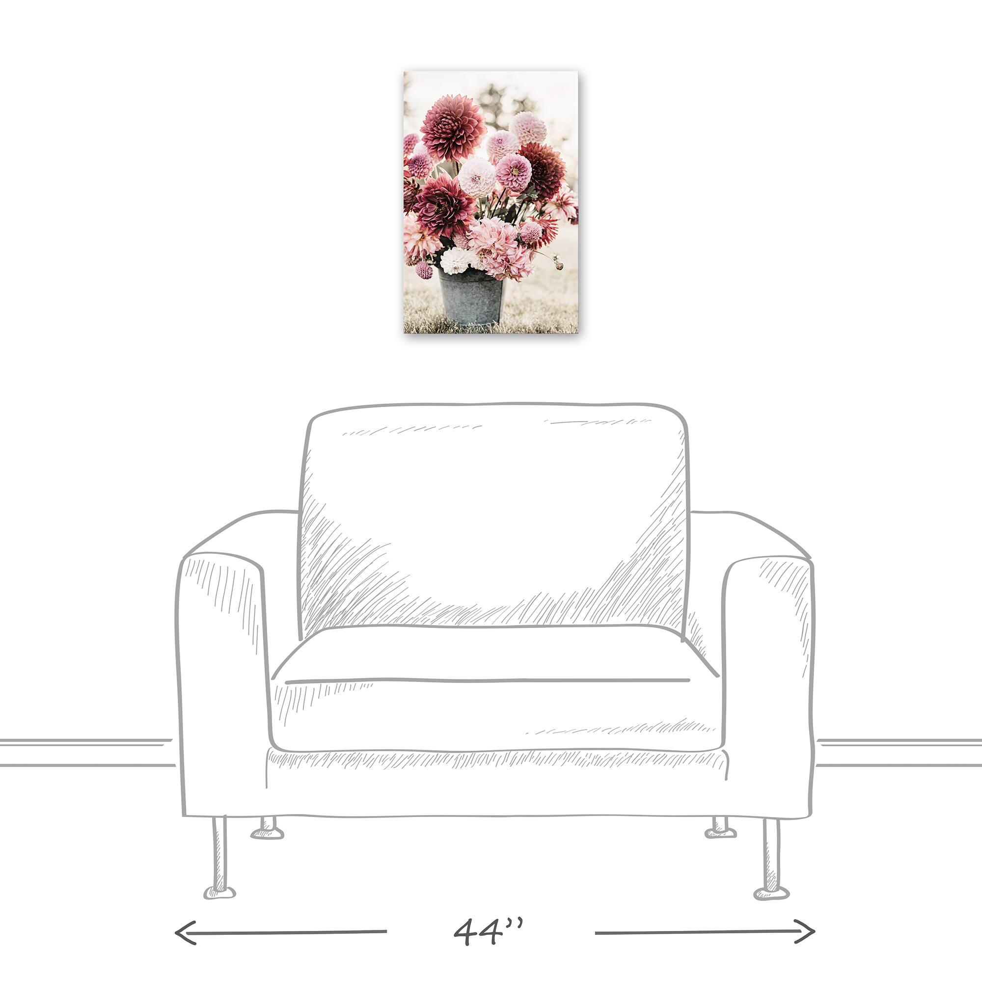 Nostalgic Blush Field Flowers 12" x 18" Canvas Wall Art