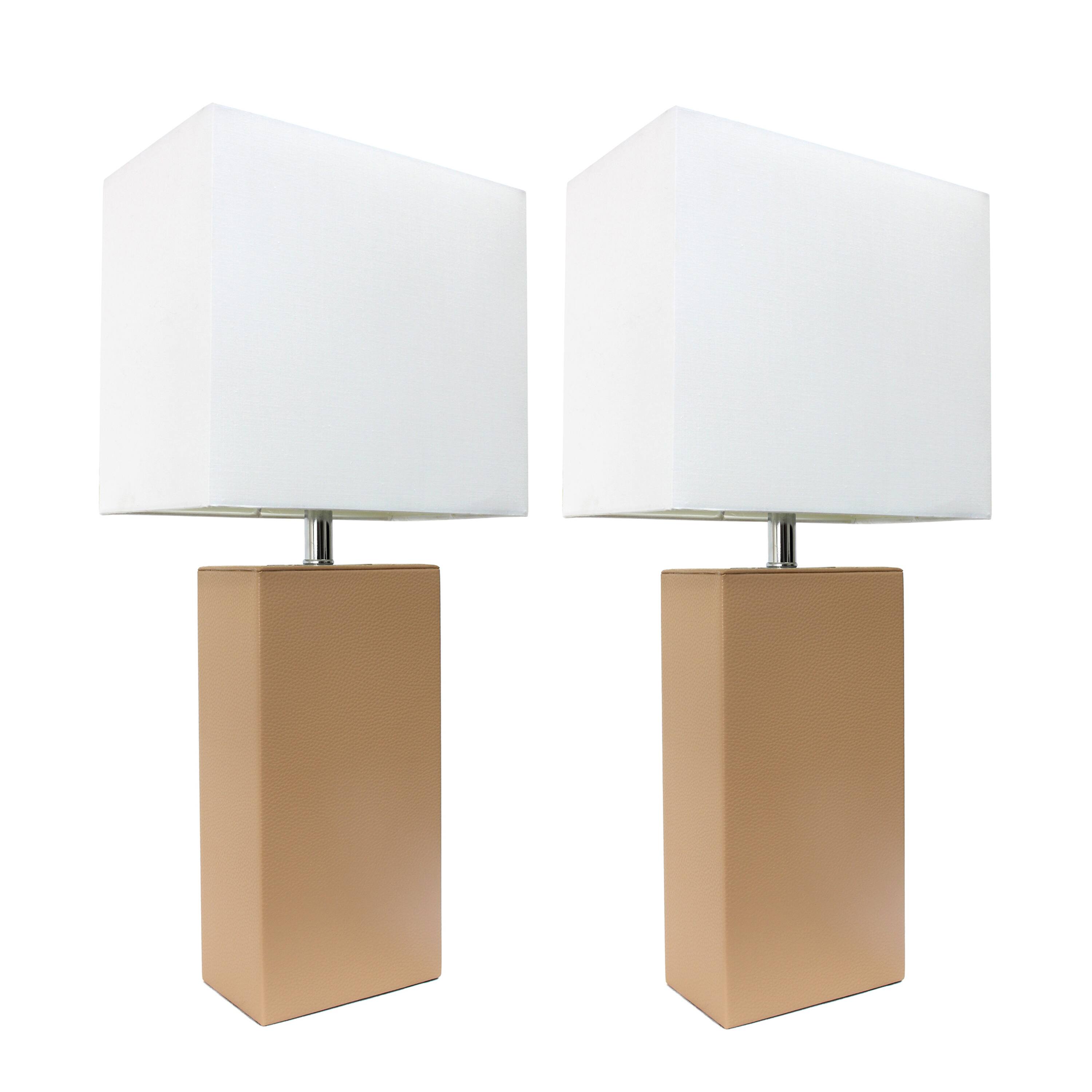 Elegant Designs™ 2 Pack Leather Table Lamps with White Shades