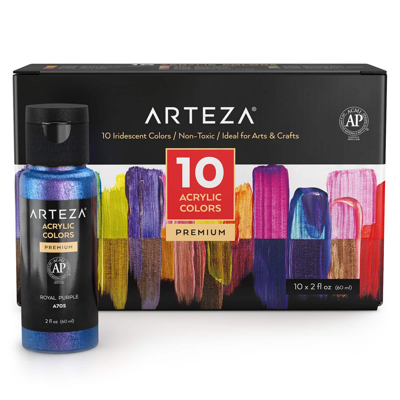 Arteza® 10 Color Iridescent Acrylic Paint Set