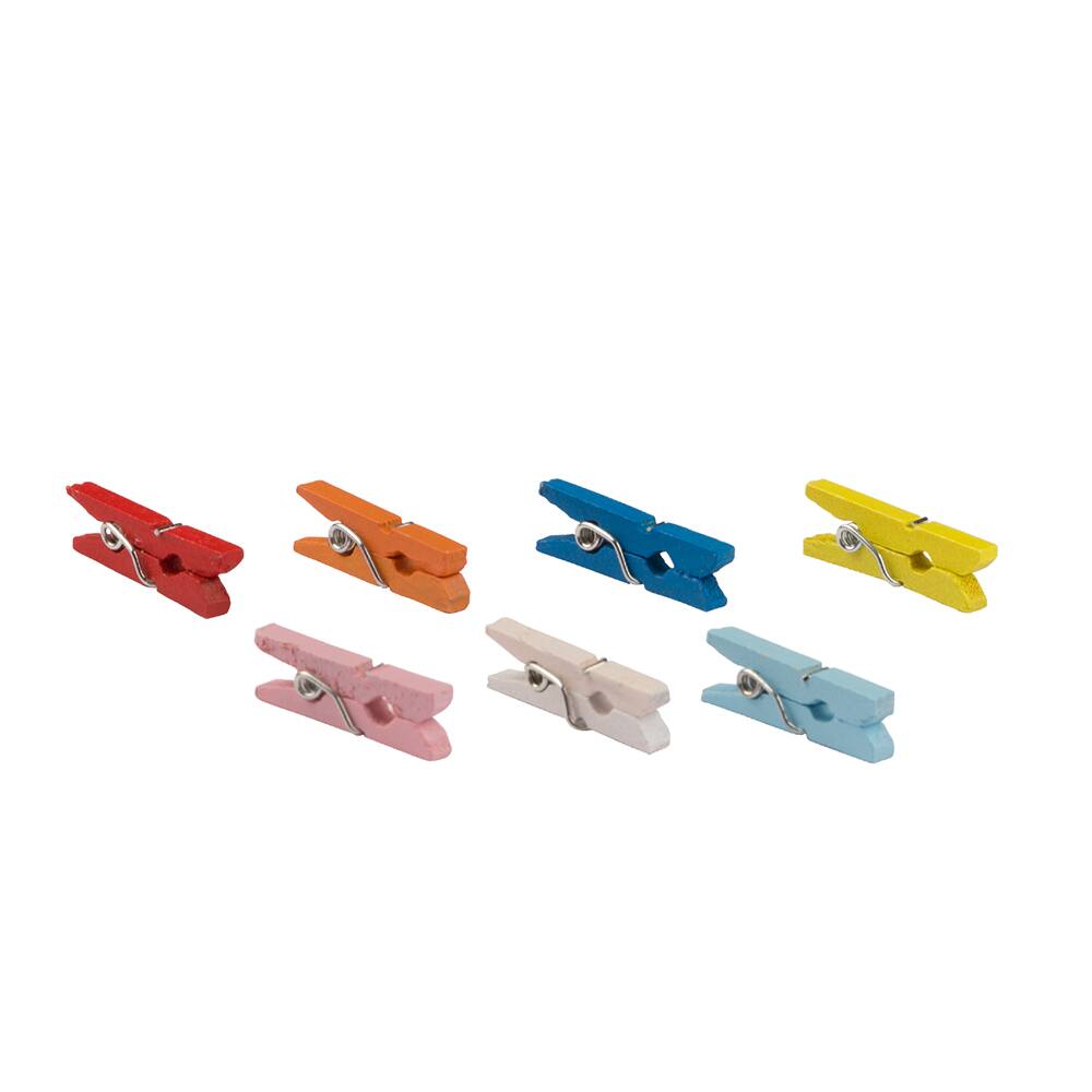 JAM Paper 7/8&#x22; Colorful Wood Clip Clothespins, 40ct.