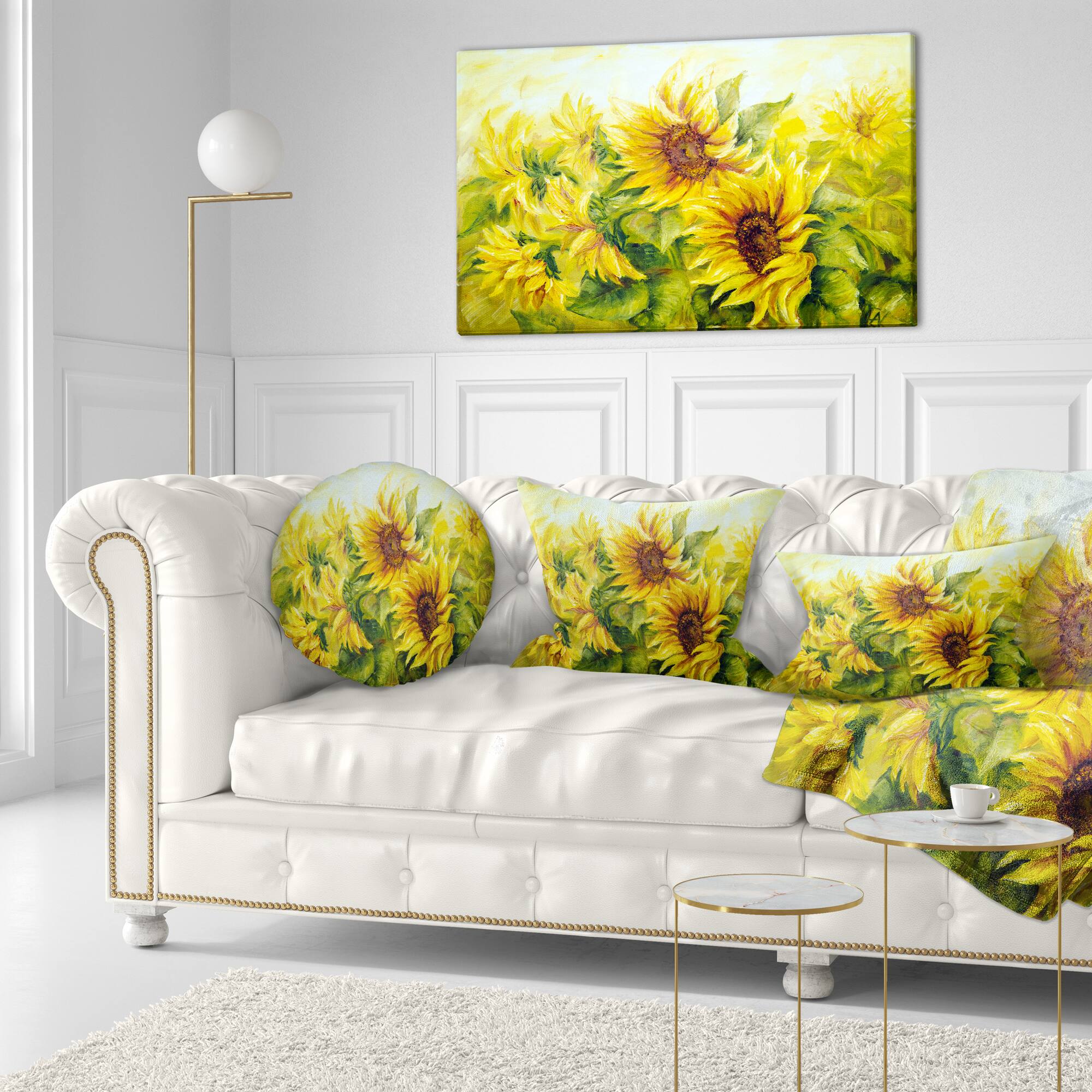 Designart - Bright Yellow Sunny Sunflowers - Large Floral Painting Canvas
